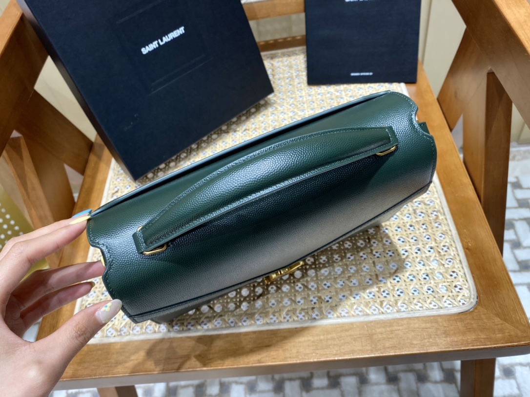 Saint Laurent Ysl CASSANDRA鱼子酱纹手拎包 578000墨绿色