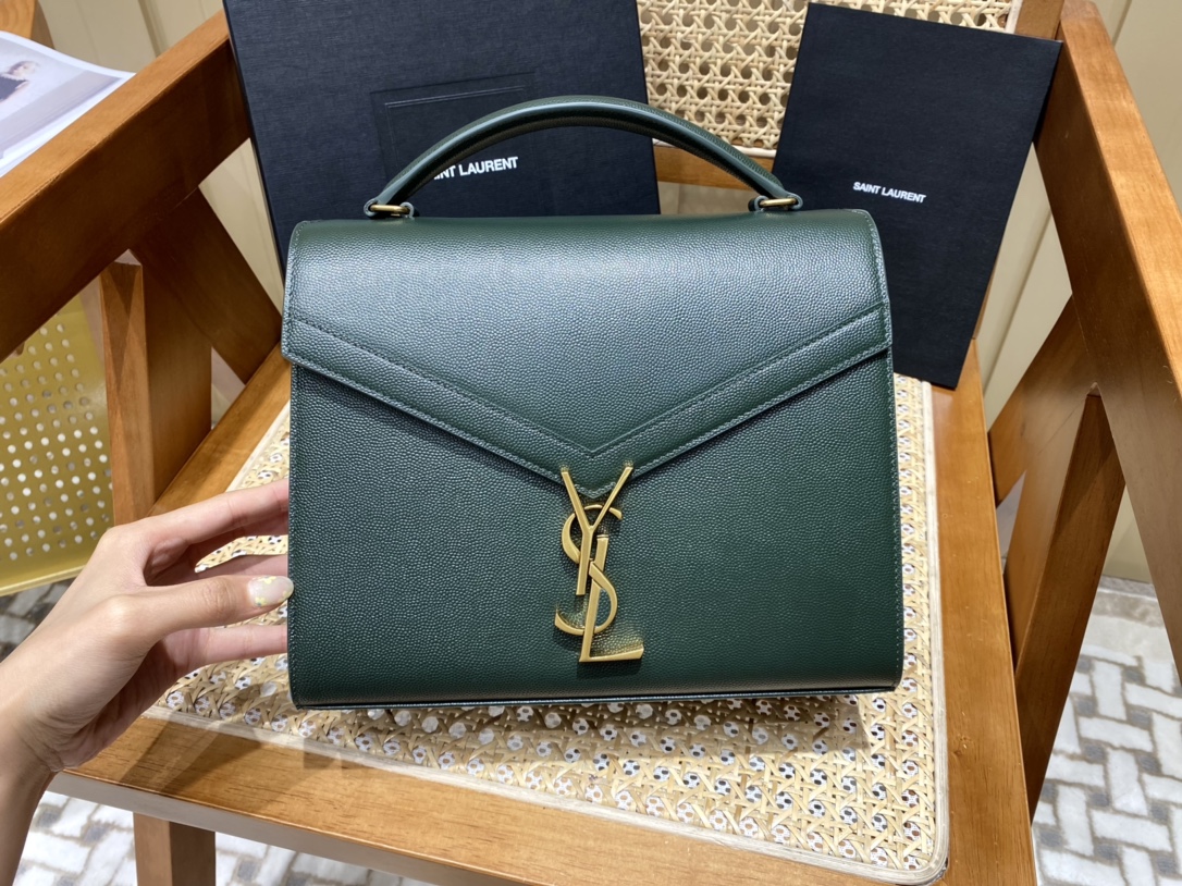 Saint Laurent Ysl CASSANDRA鱼子酱纹手拎包 578000墨绿色