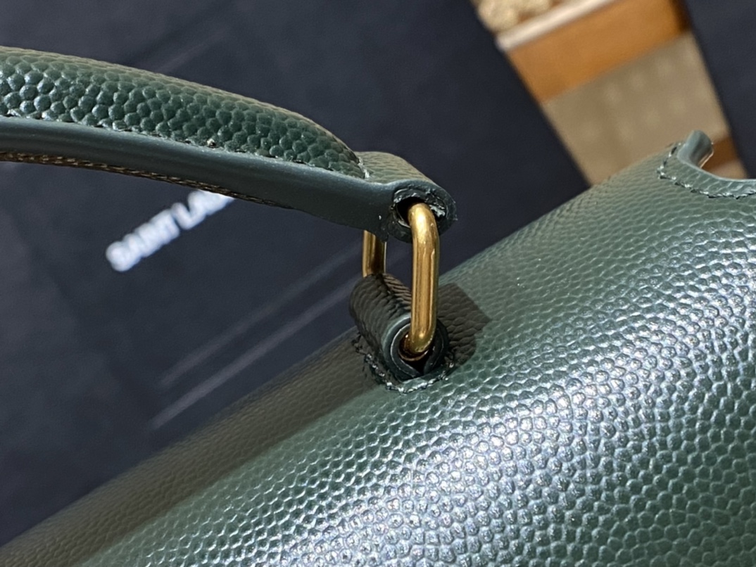 Saint Laurent Ysl CASSANDRA鱼子酱纹手拎包 578000墨绿色