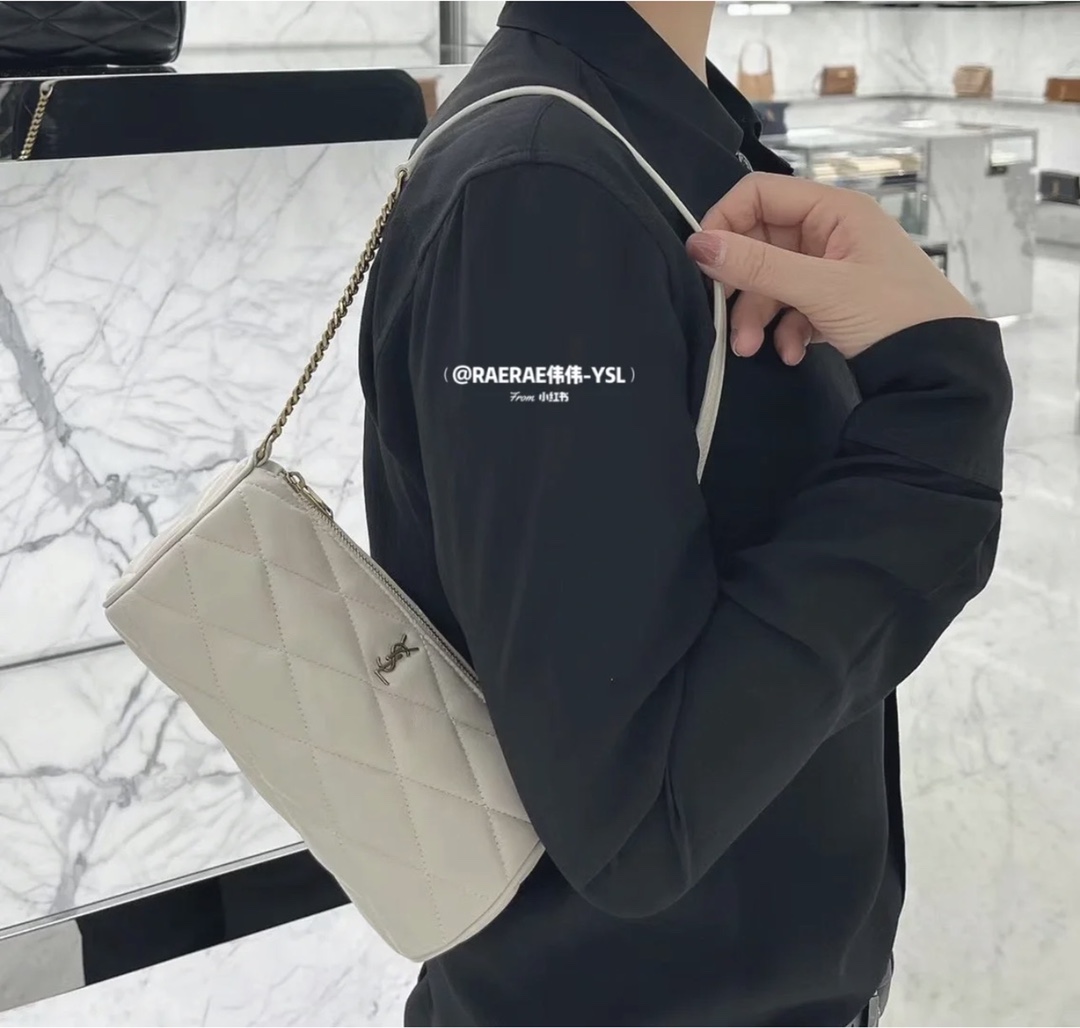 Saint laurent Ysl 𝗦𝗔𝗗𝗘 迷你圆管手袋 699703白色