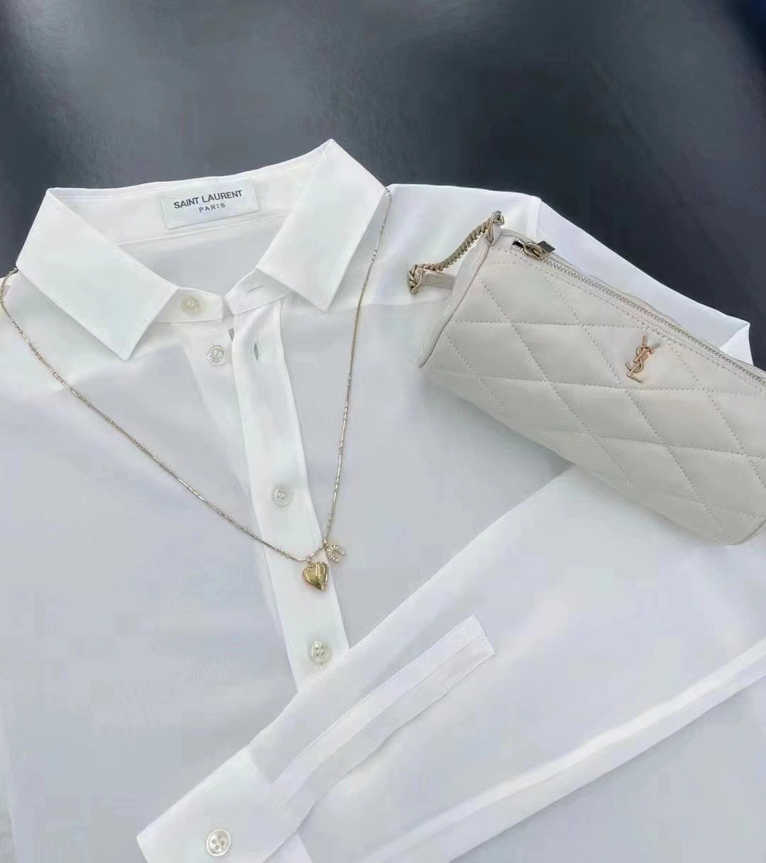 Saint laurent Ysl 𝗦𝗔𝗗𝗘 迷你圆管手袋 699703白色