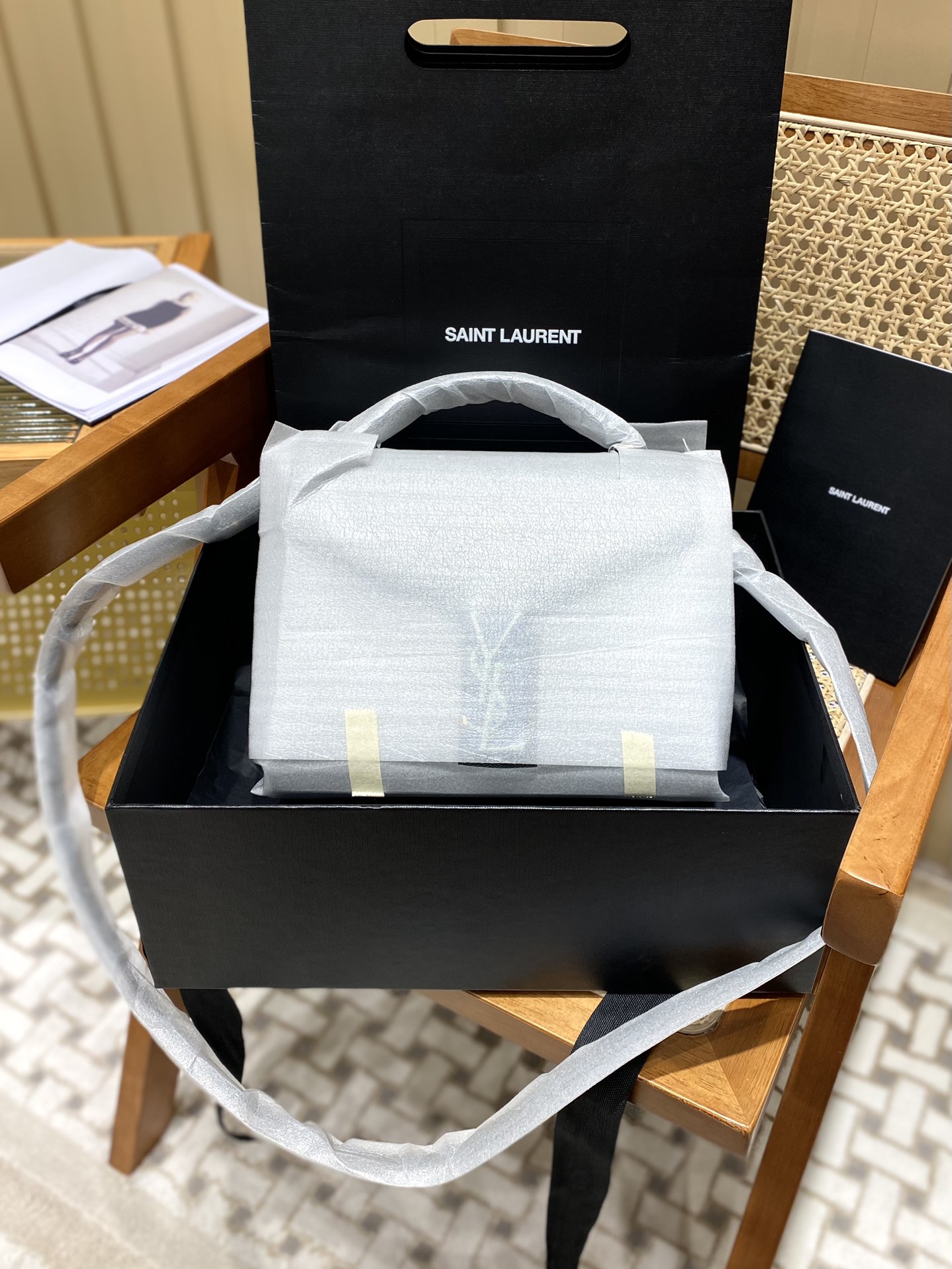 Saint Laurent Ysl CASSANDRA鱼子酱纹手拎包 578000墨绿色