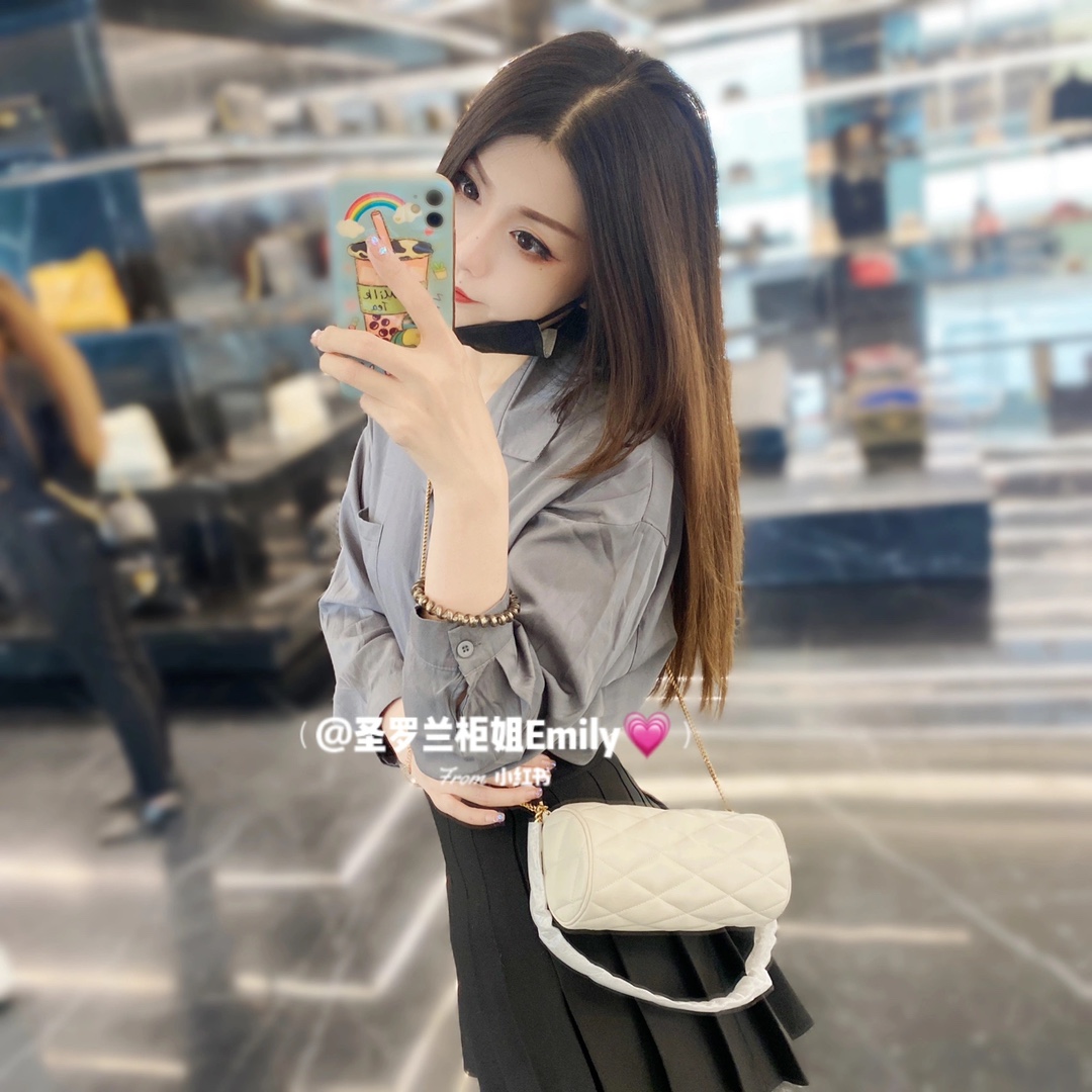 Saint laurent Ysl 𝗦𝗔𝗗𝗘 迷你圆管手袋 699703白色