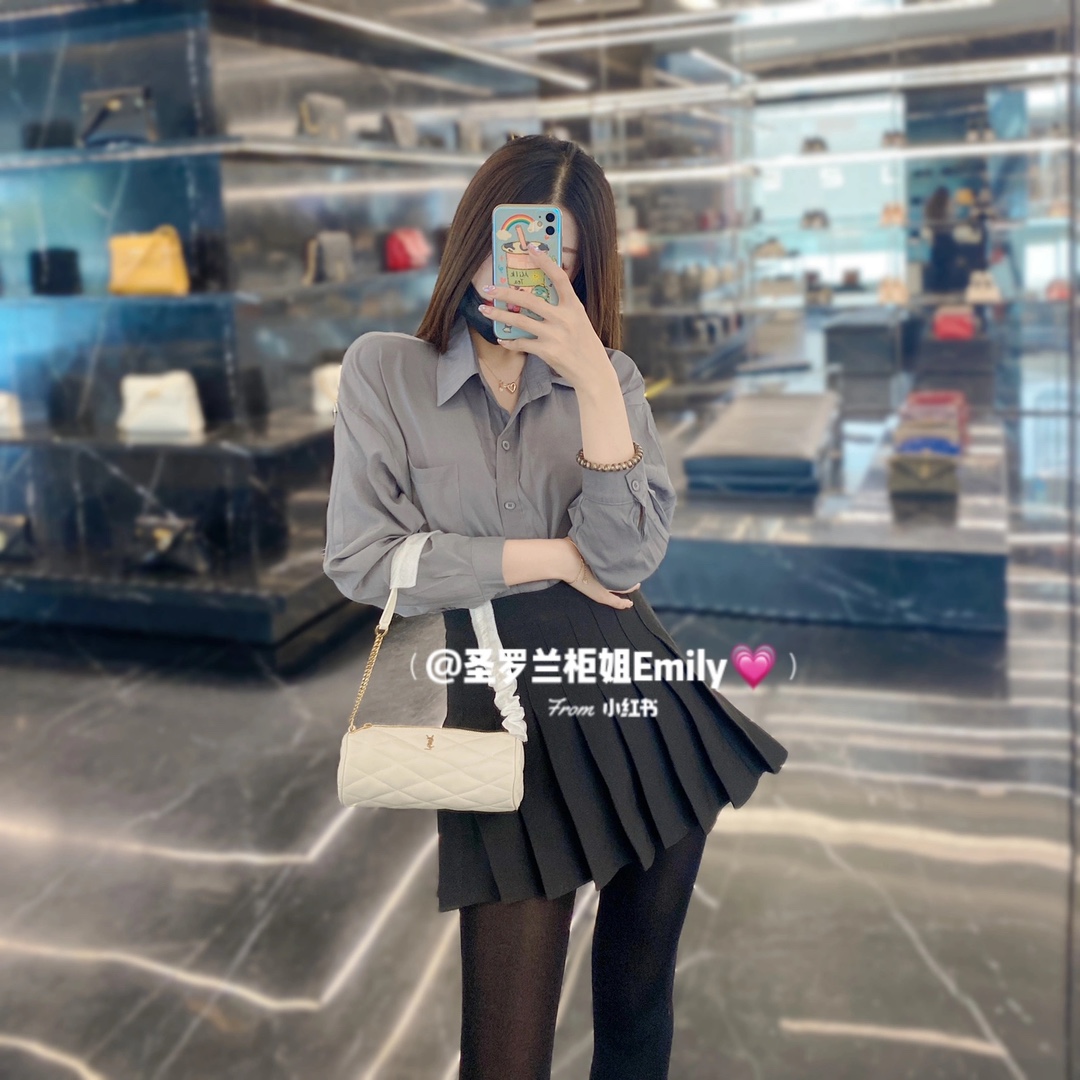 Saint laurent Ysl 𝗦𝗔𝗗𝗘 迷你圆管手袋 699703白色