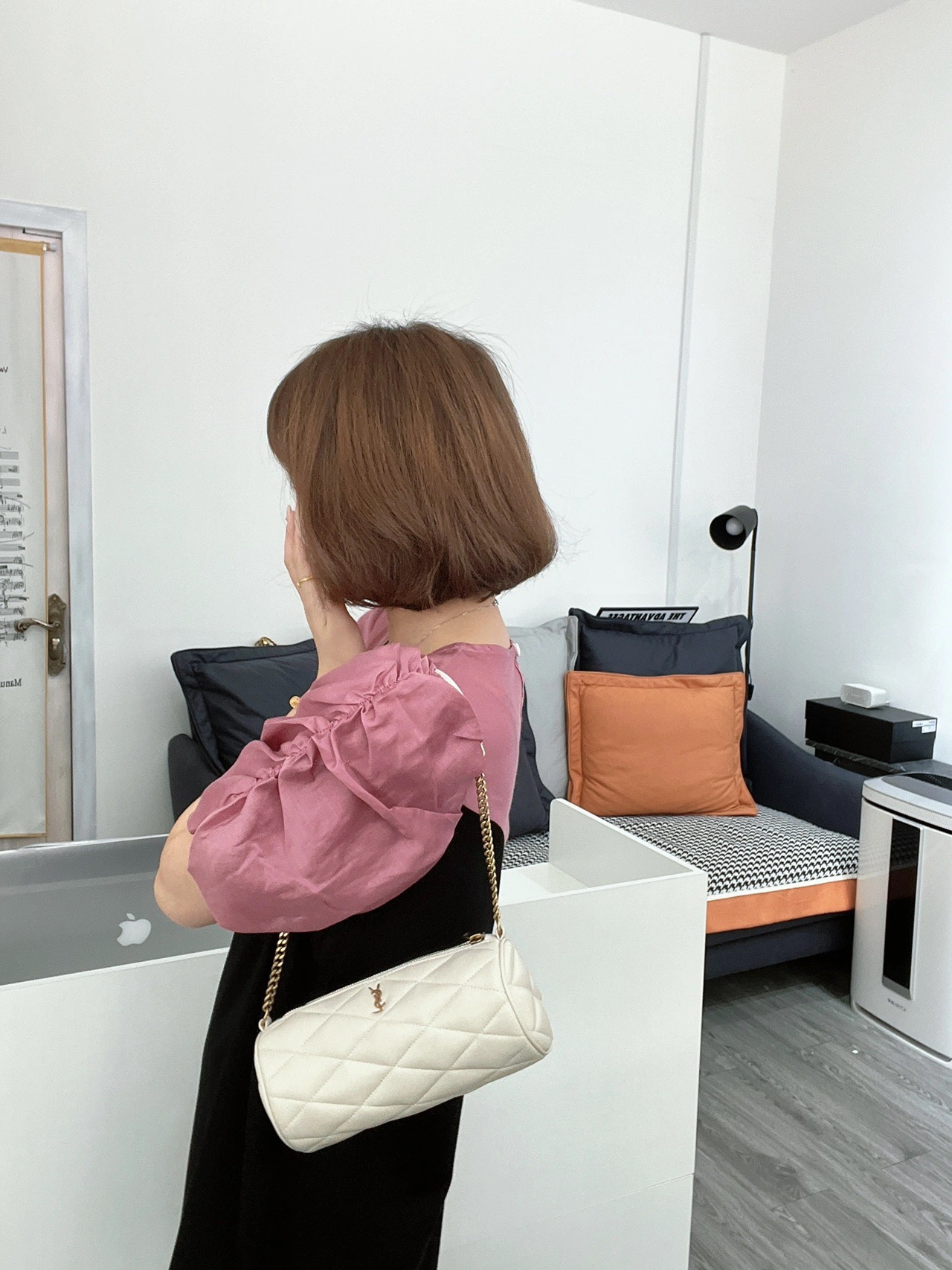 Saint laurent Ysl 𝗦𝗔𝗗𝗘 迷你圆管手袋 699703白色