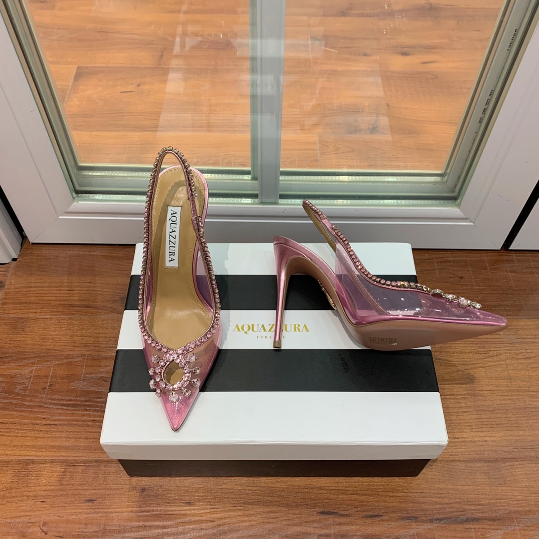 AQUAZZUR*透明水晶尖头凉鞋性