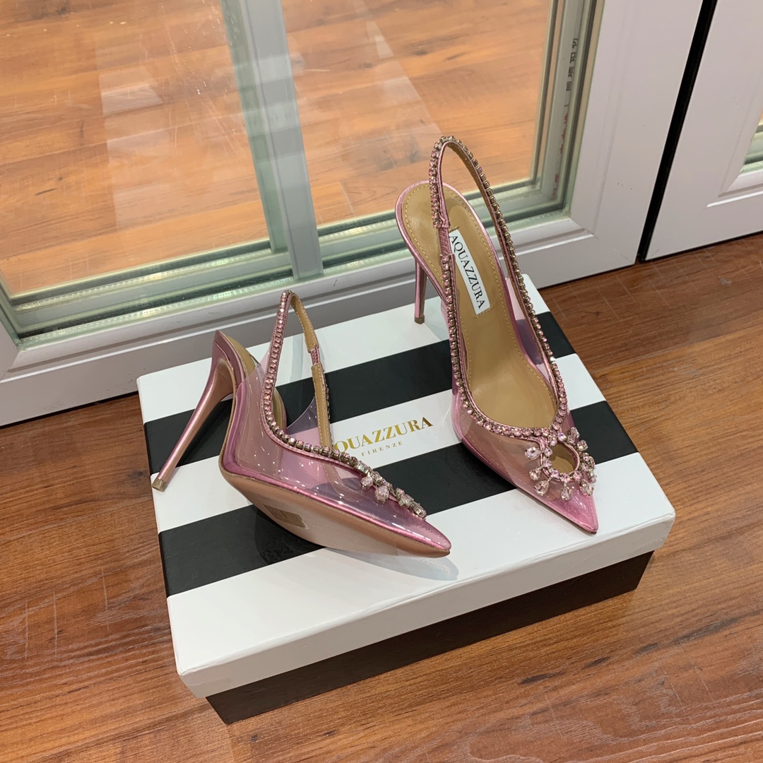 AQUAZZUR*透明水晶尖头凉鞋性