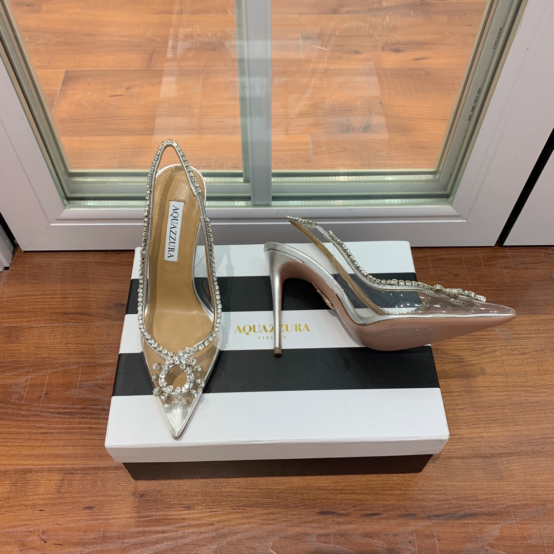 AQUAZZUR*透明水晶尖头凉鞋性