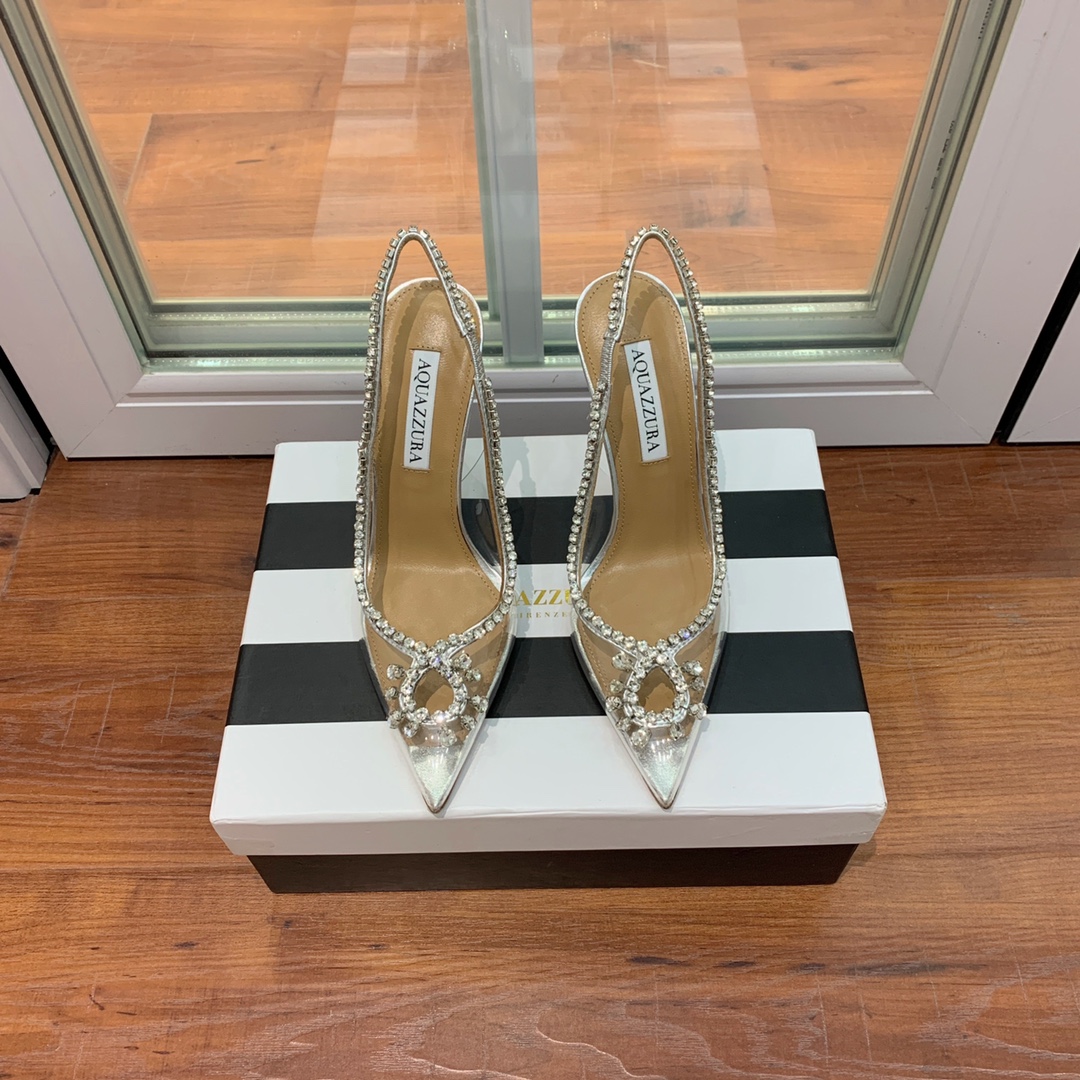 AQUAZZUR*透明水晶尖头凉鞋性