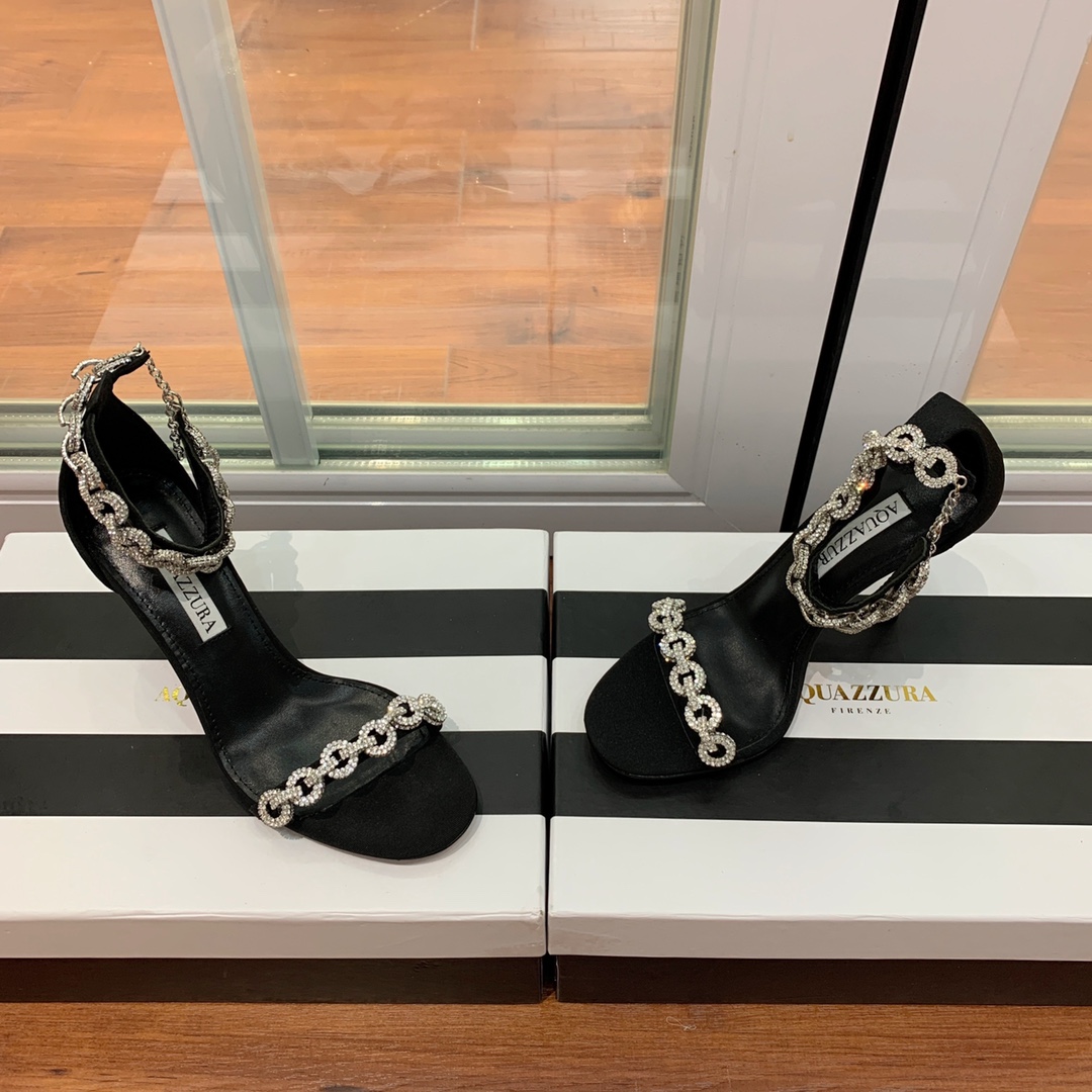 AQUAZZUR*水晶钻链一字带高跟