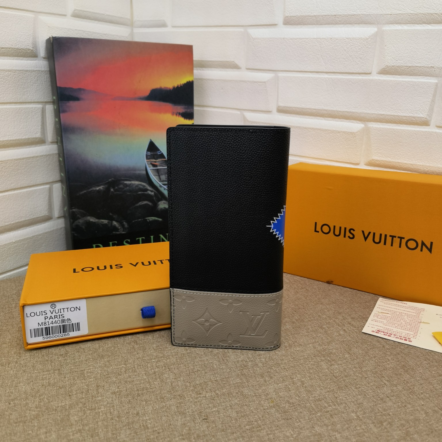 Genuine leather bifold wallet open view