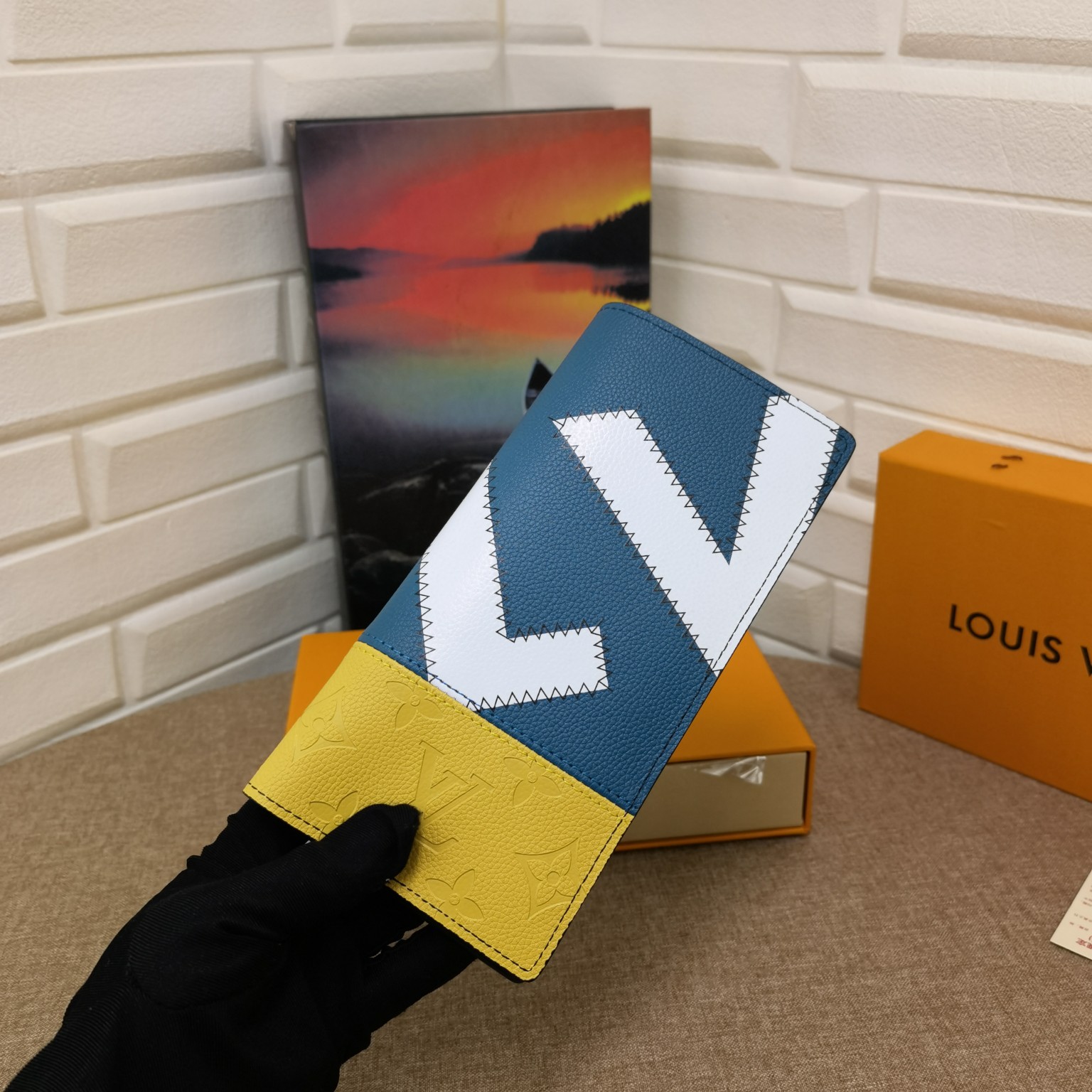 Close-up of genuine leather wallet texture