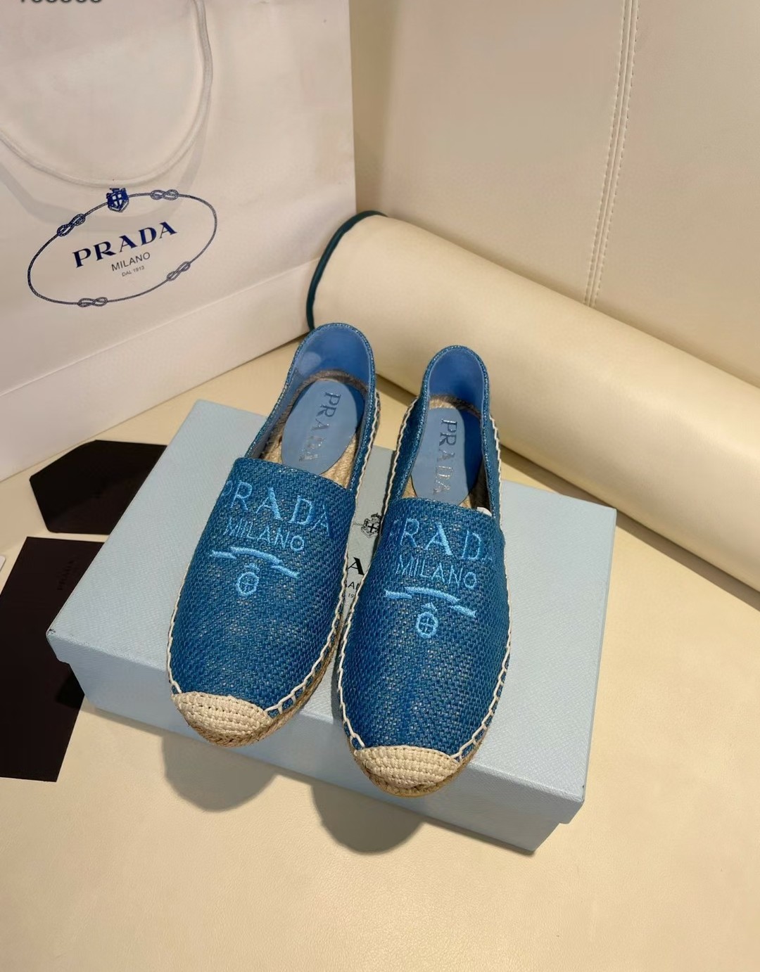 Prada Acquistare Espadrilles Pantofole Mezze Scarpe Monostrato Corda di canapa Gomma Pelle pecora