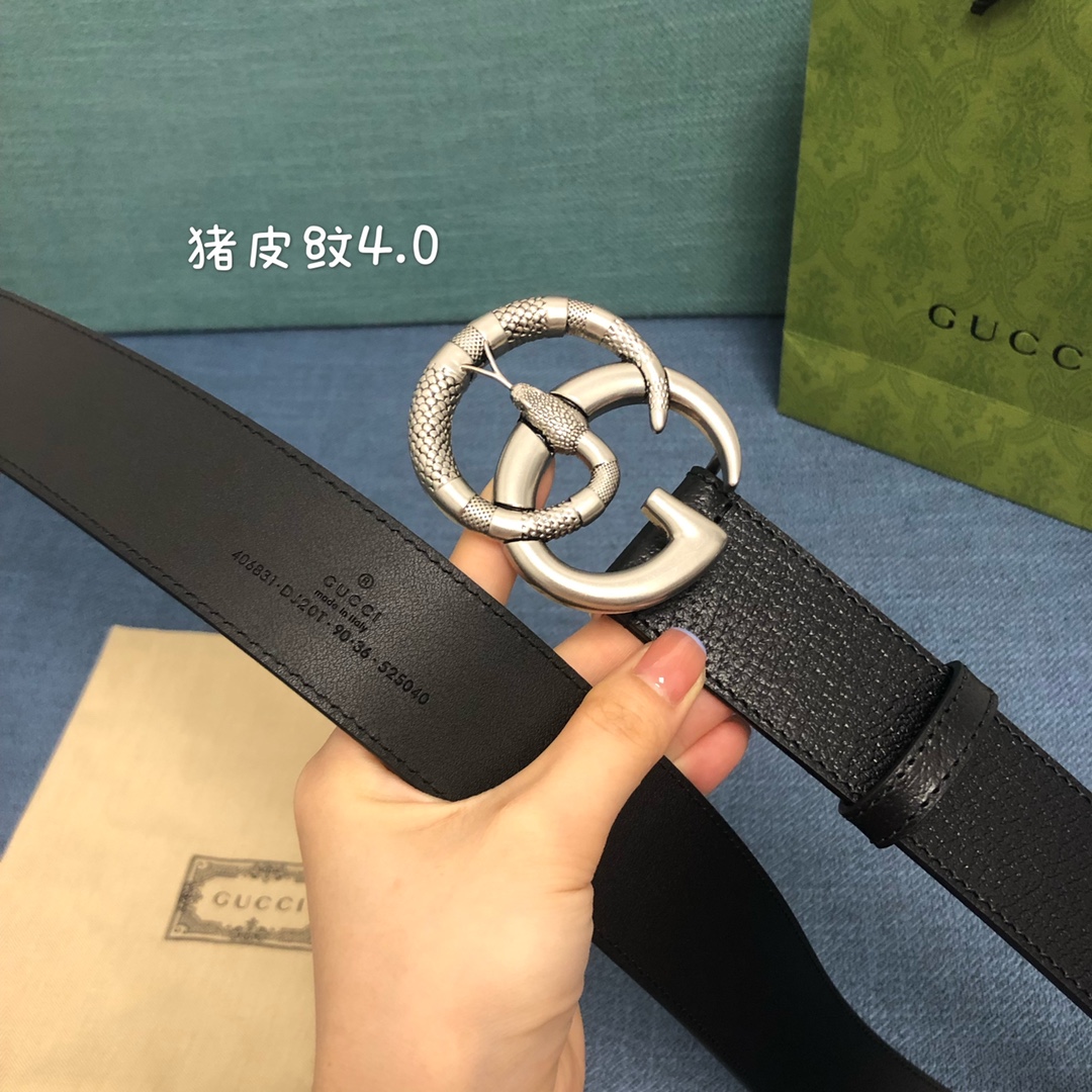 Original Gucci, original factory precision electroplated buckle head, Italian original leather, width 4.0cm, agent leve…