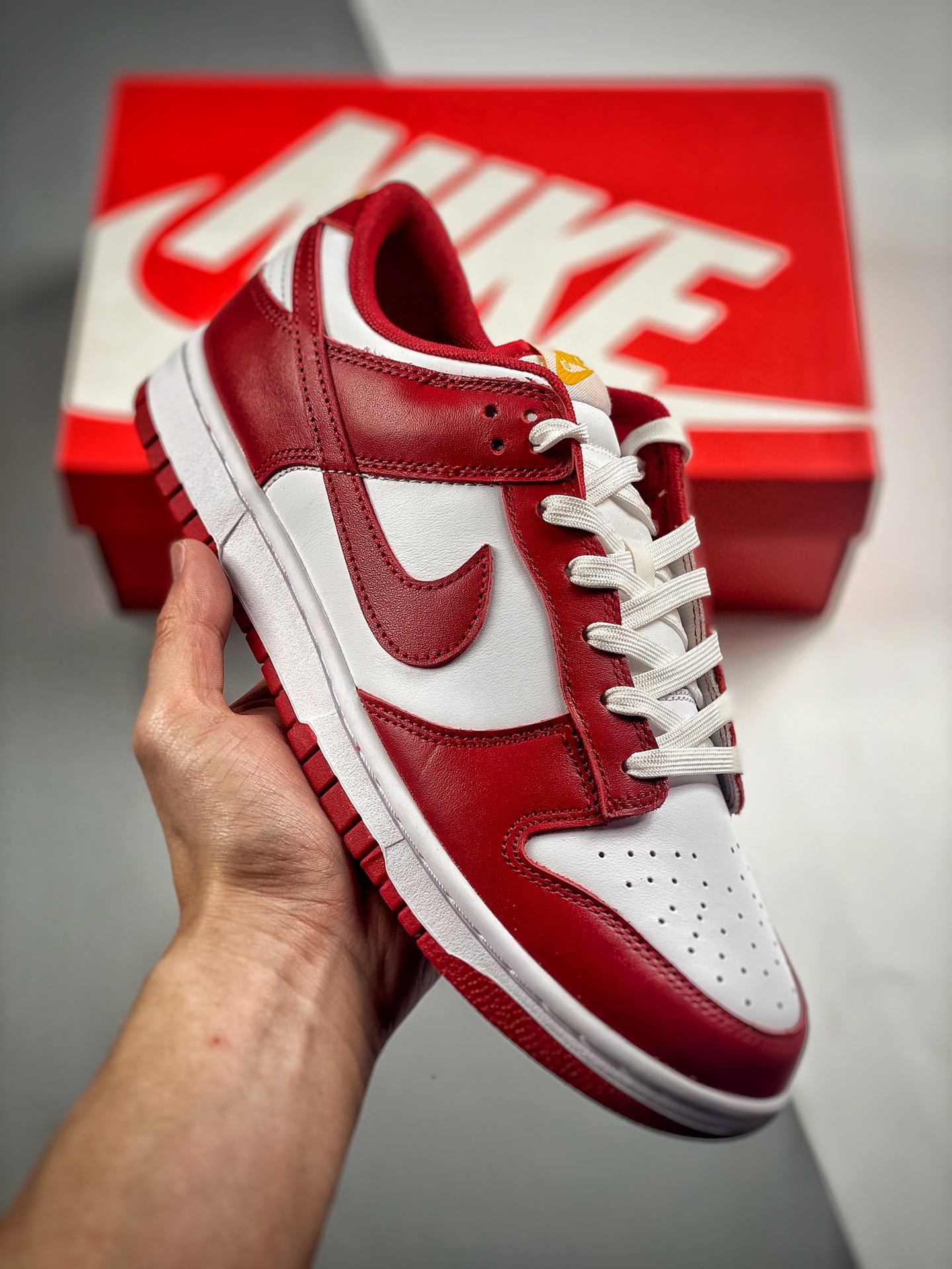 -4 Nk Dunk SB Low blanco y rojo, producción original de fábrica grande, lanzamiento real fotografiado, material de prim…