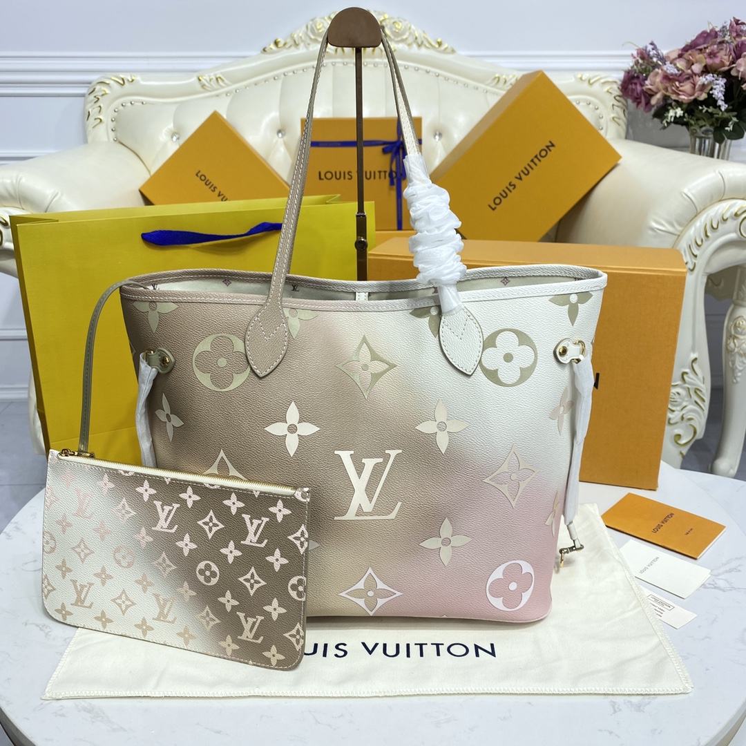 Louis Vuitton LV Neverfull Bags Handbags Green Pink Purple Printing Monogram Canvas Spring Collection M20511