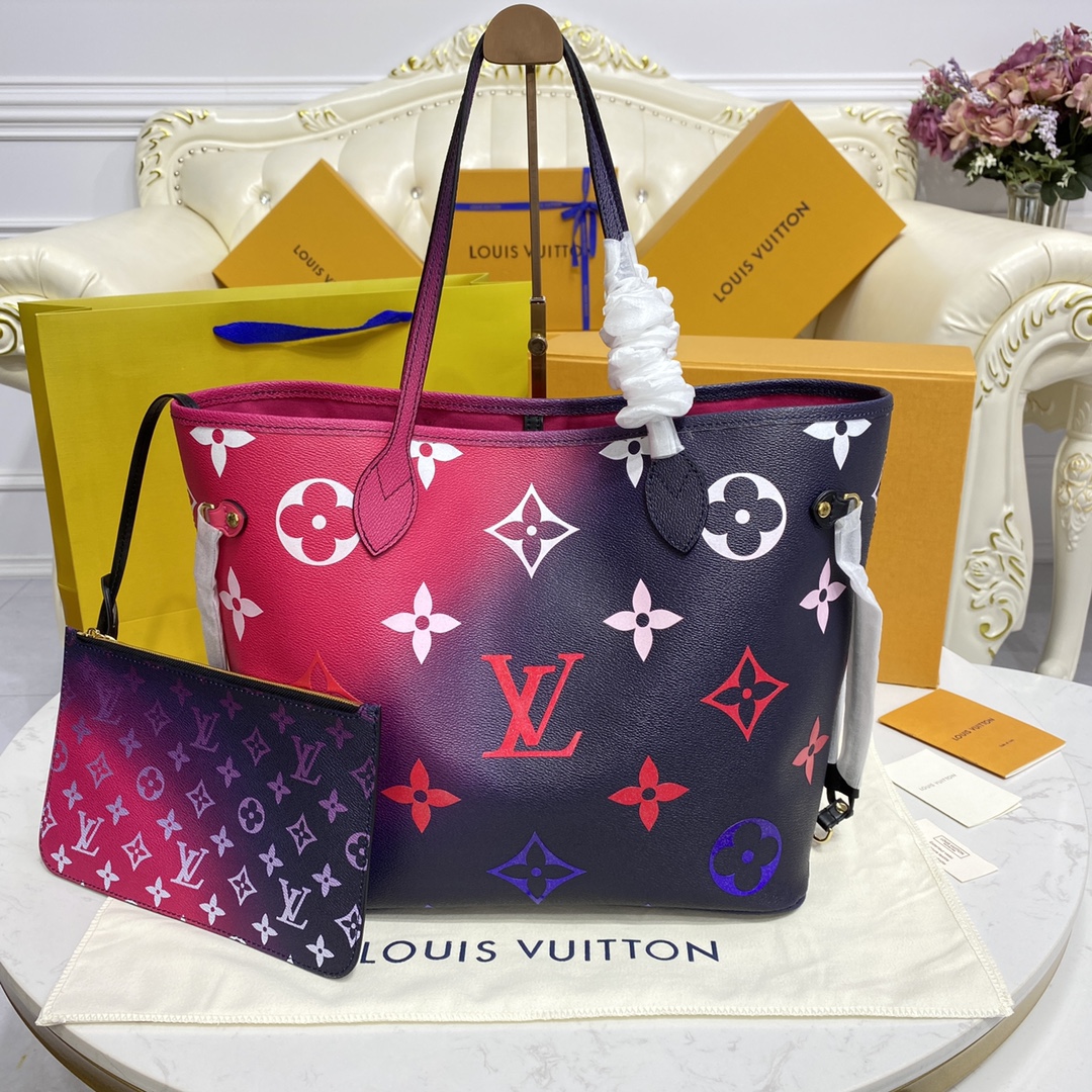 Louis Vuitton LV Neverfull Bags Handbags Green Pink Purple Printing Monogram Canvas Spring Collection M20511