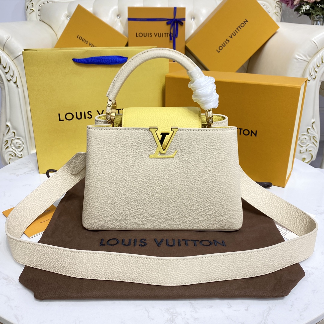 Louis Vuitton LV Capucines Bags Handbags Online Shop
 White Yellow Calfskin Cowhide M59883