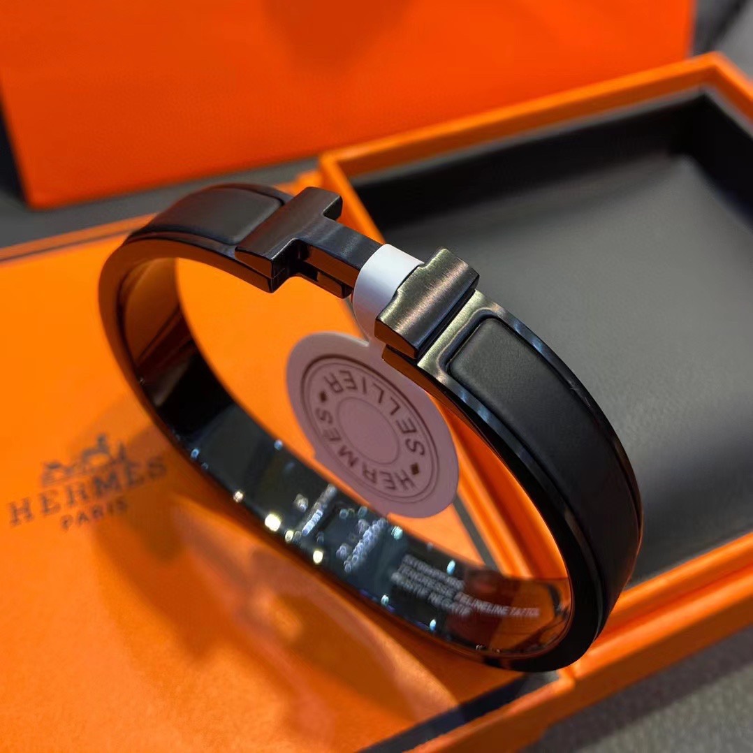 Hermes Jewelry Bracelet Black Men Frosted Summer Collection