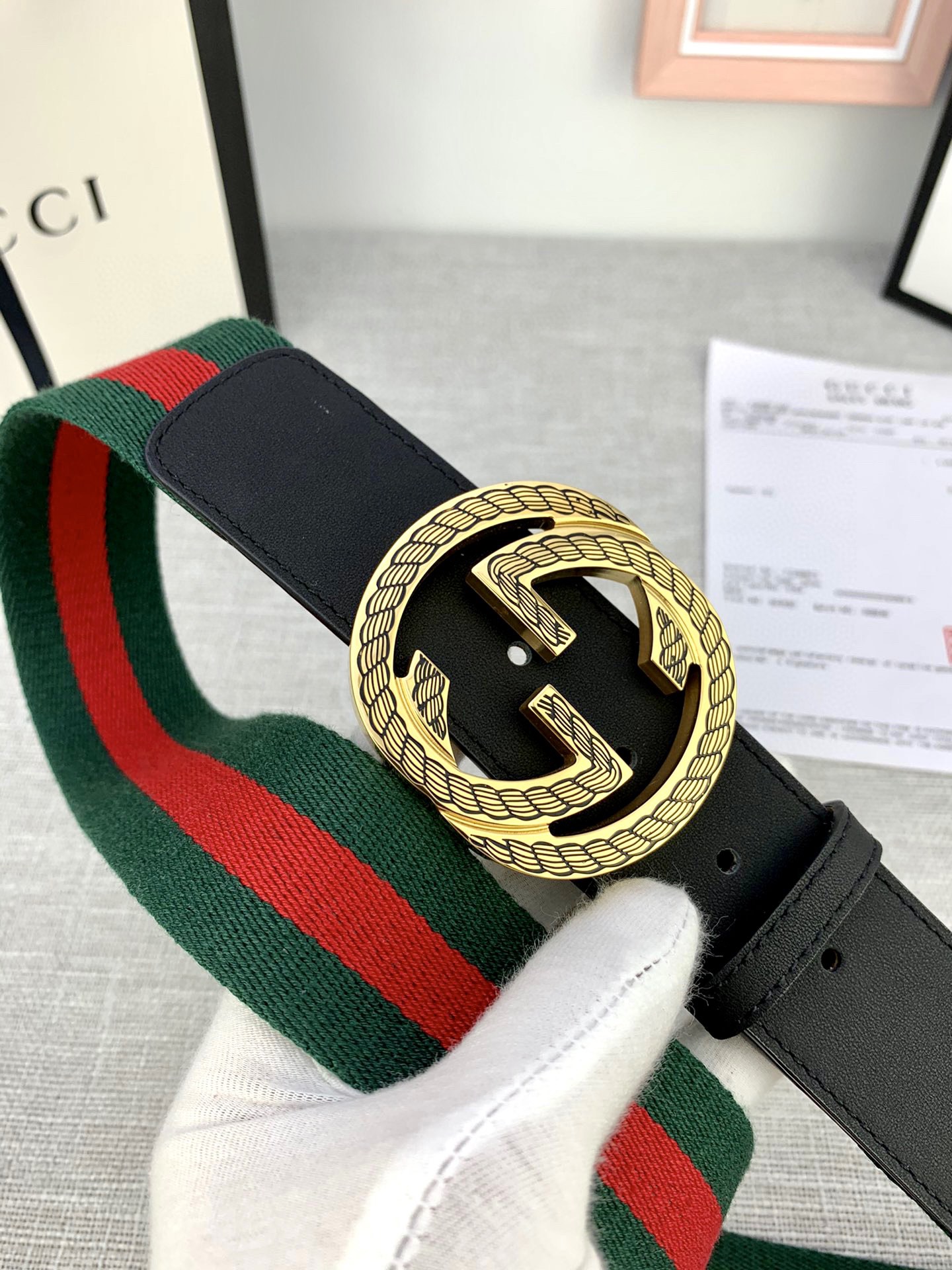 宽度3.8cmGUCCI经典帆布织带