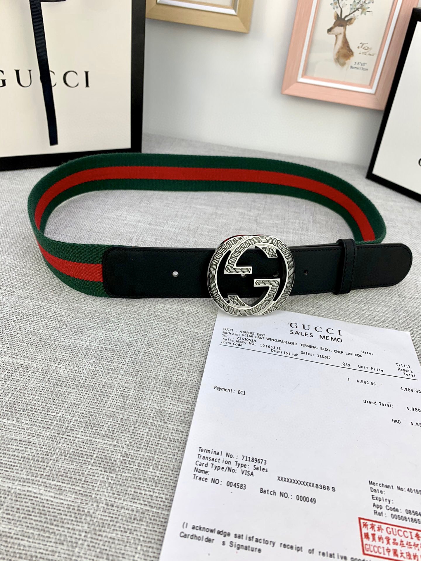 宽度3.8cmGUCCI经典帆布织带
