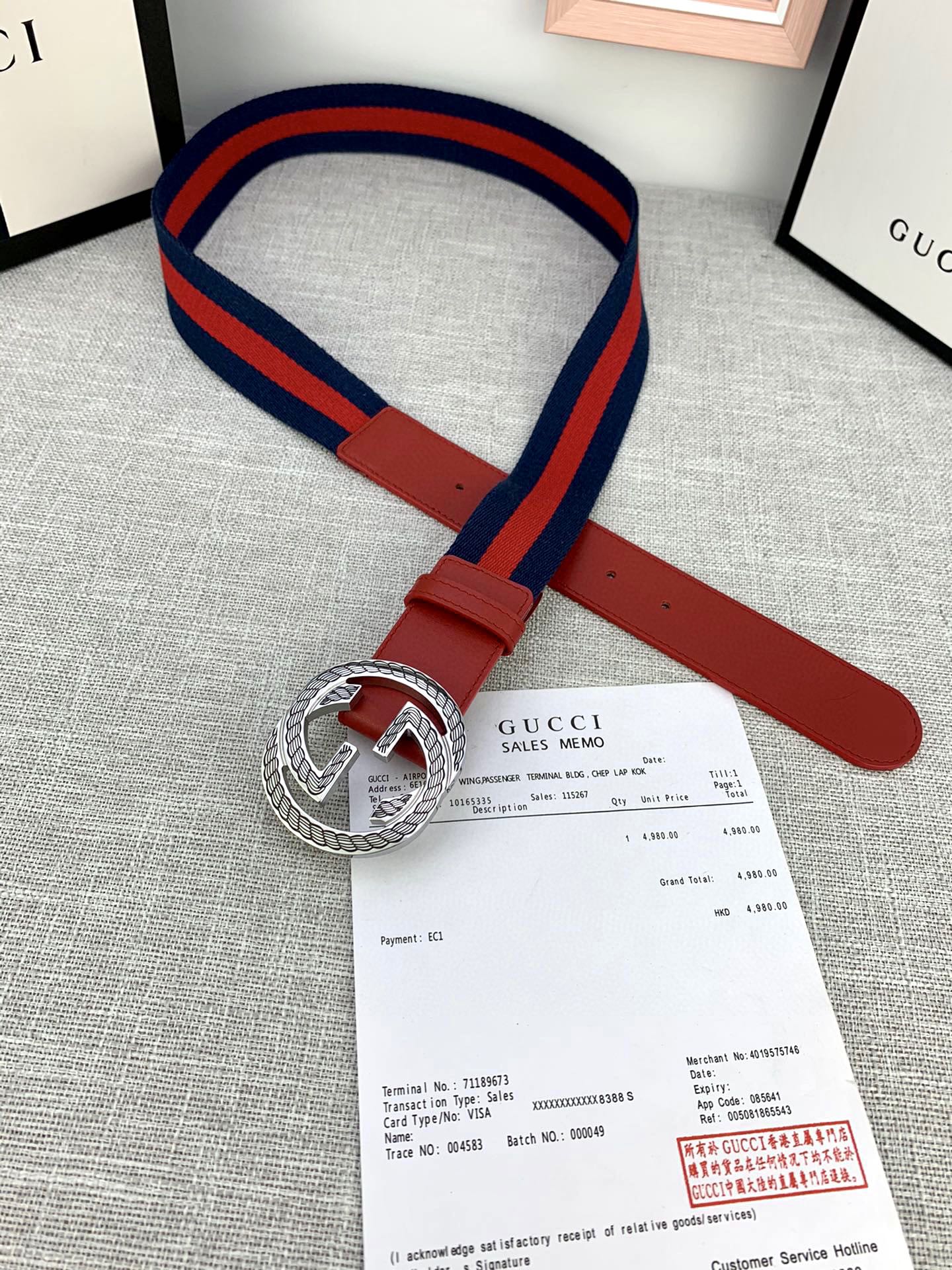 宽度3.8cmGUCCI经典帆布织带