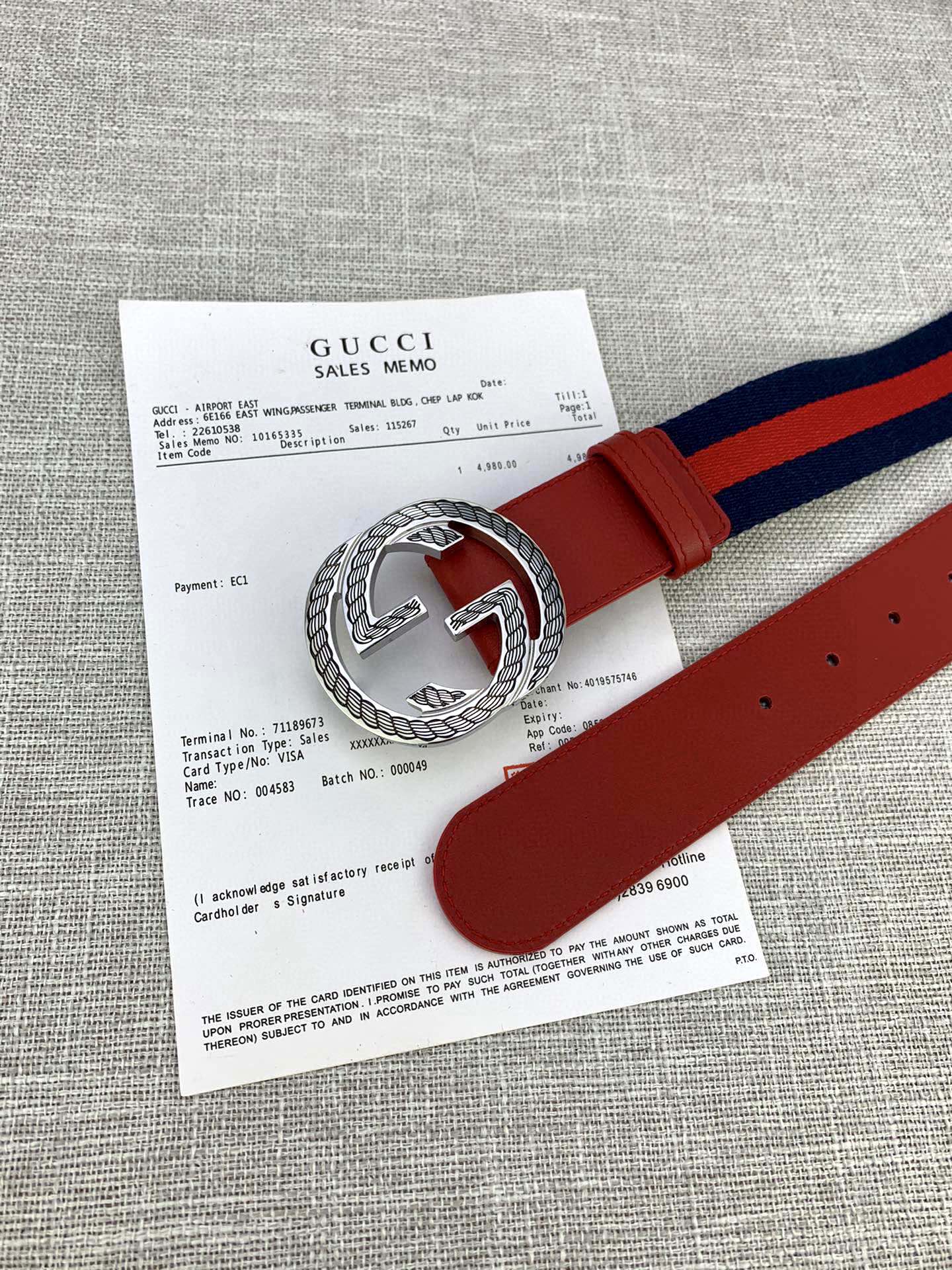 宽度3.8cmGUCCI经典帆布织带