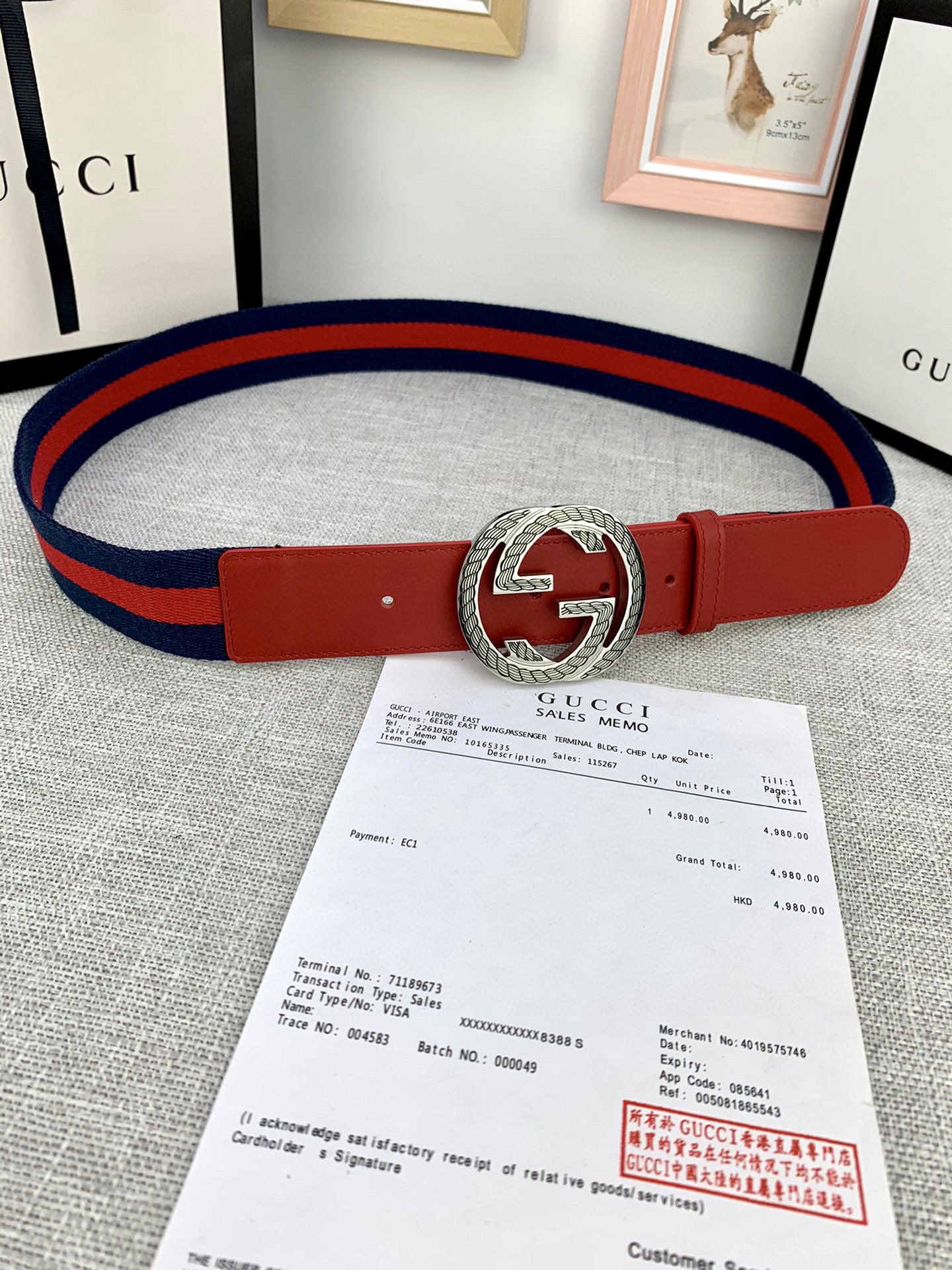 宽度3.8cmGUCCI经典帆布织带