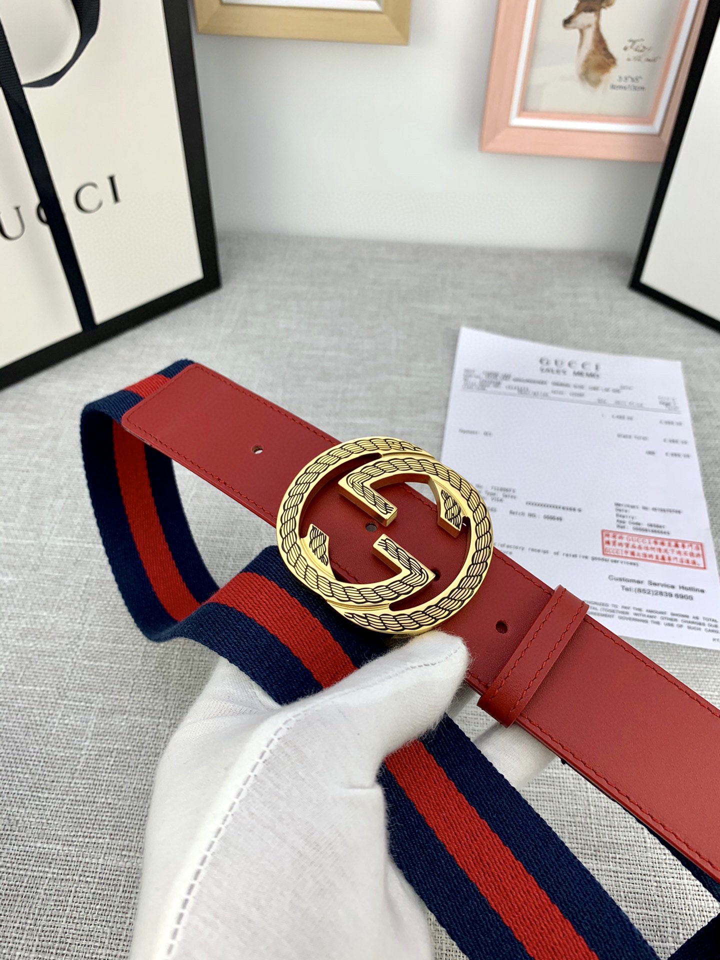 宽度3.8cmGUCCI经典帆布织带