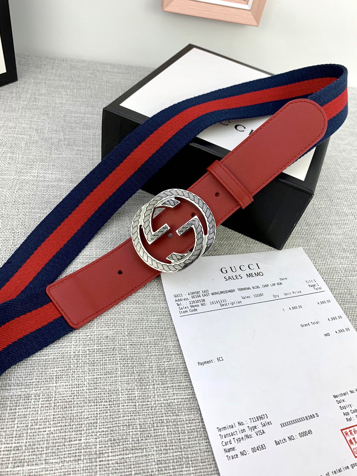 宽度3.8cmGUCCI经典帆布织带