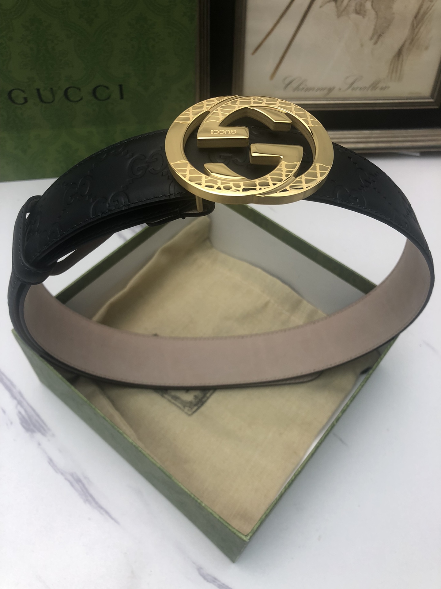 Gucci[正]原单头层牛皮压G面内衬头层牛皮树膏磨砂底搭配原单扣,原产皮料！