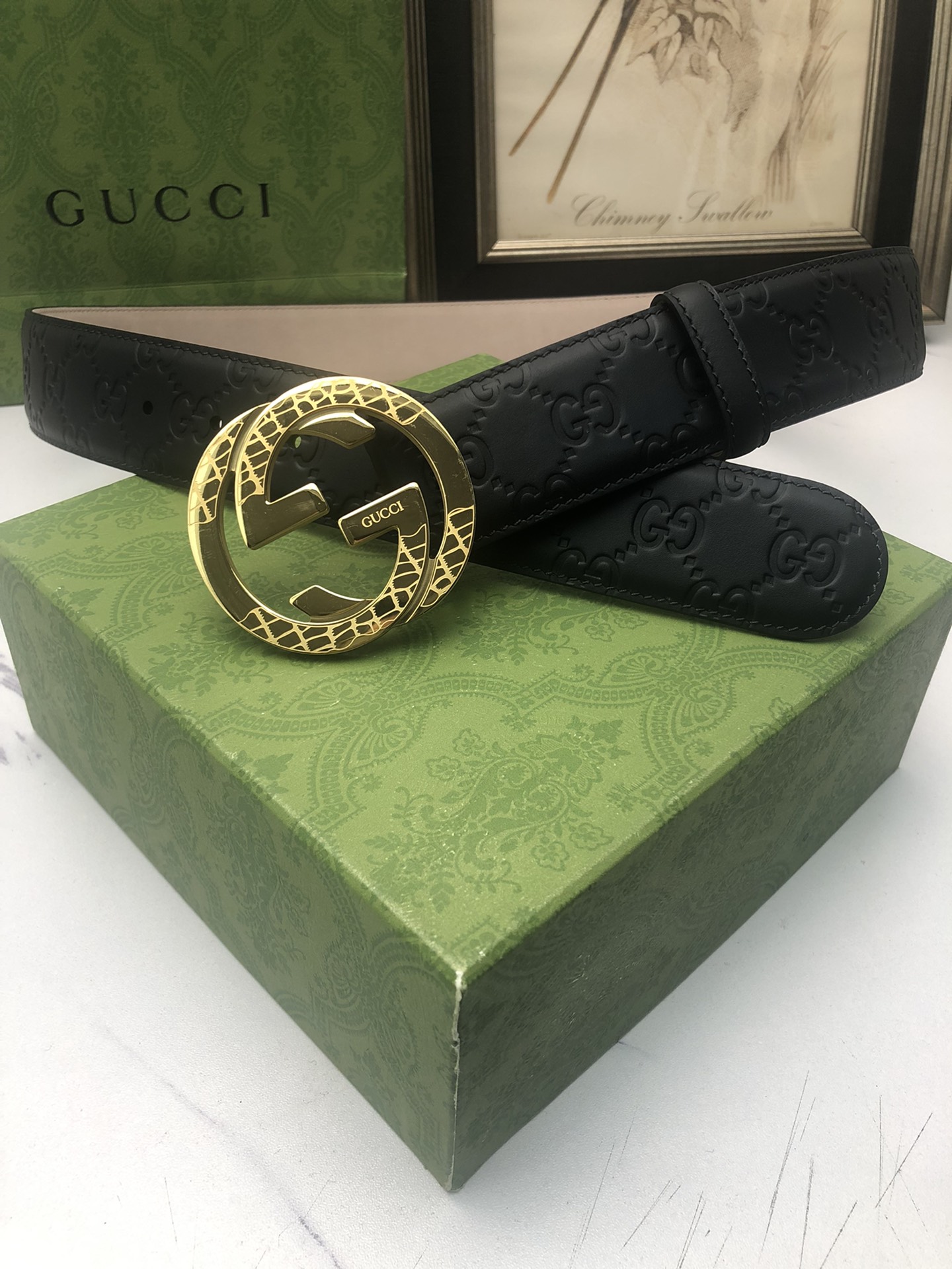 Gucci[正]原单头层牛皮压G面内衬头层牛皮树膏磨砂底搭配原单扣,原产皮料！