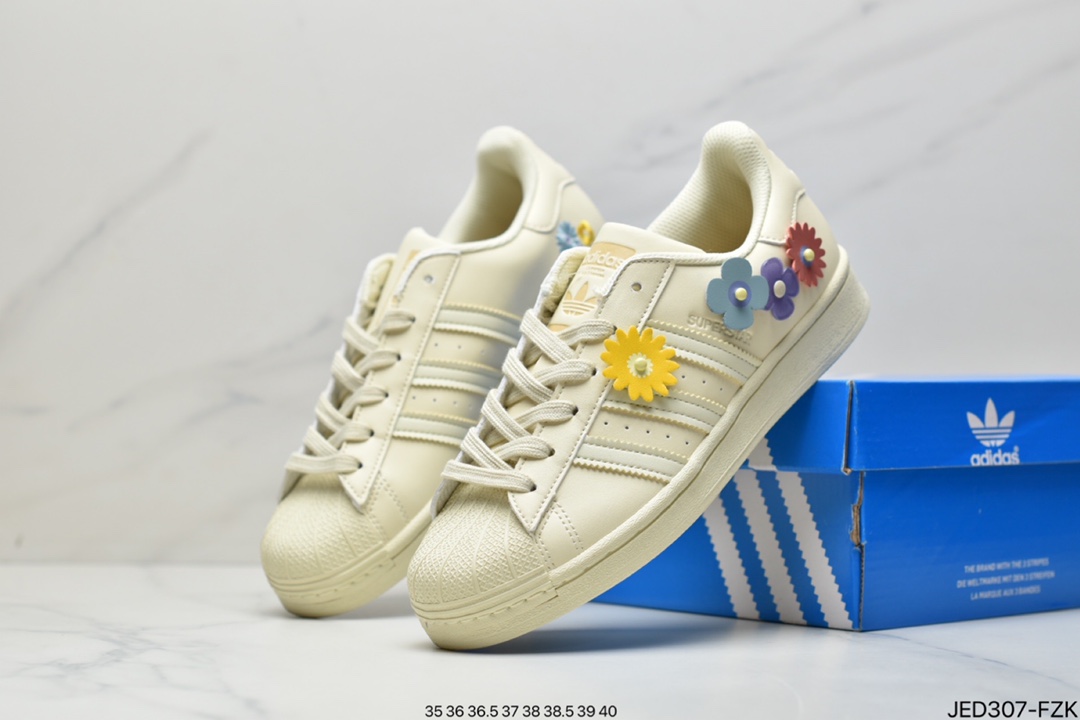 150 Adidas阿迪达斯 官方同款 2022年夏季小雏菊花贝壳头运动休闲板鞋 GX2172