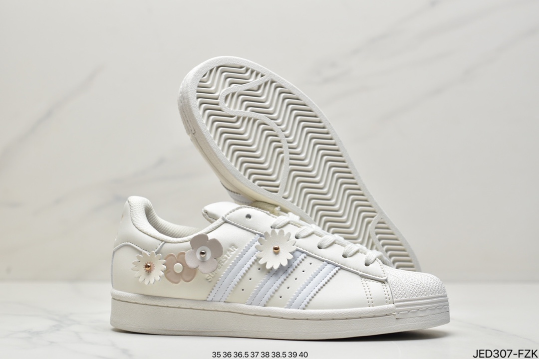 150 Adidas阿迪达斯 官方同款 2022年夏季小雏菊花贝壳头运动休闲板鞋 GX2172