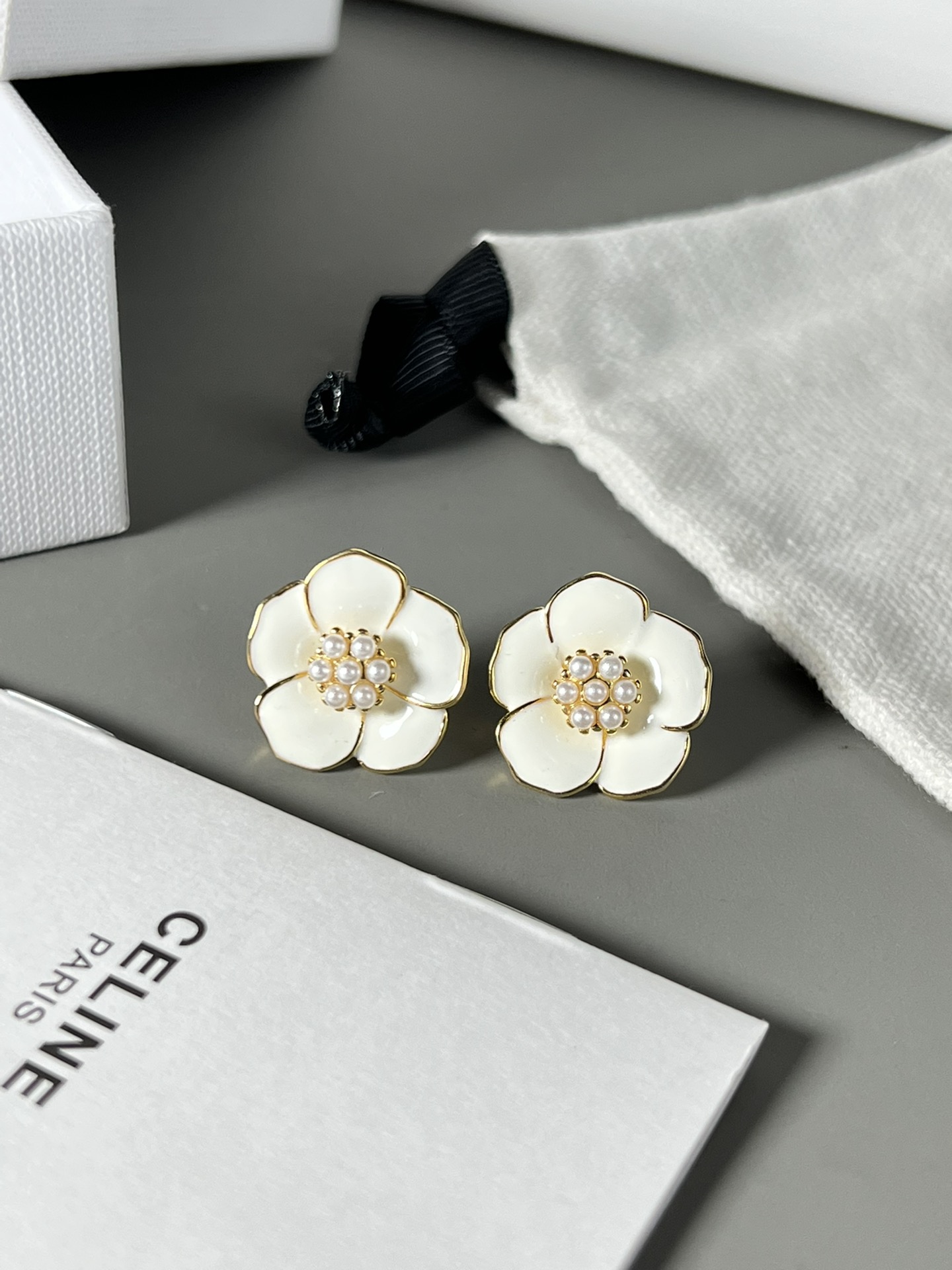 Celine Jewelry Earring Gold White