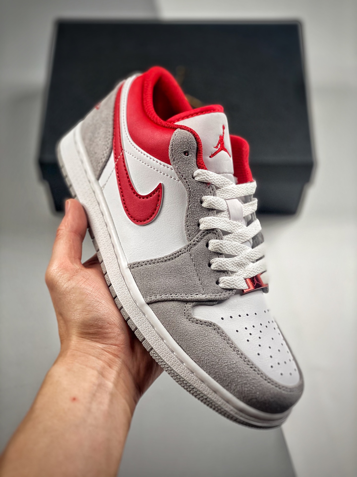 -4 Versión de verificación Air Jordan 1 Low Blanco y Rojo, serie de caña baja, nuevo lote, suela original con molde ori…