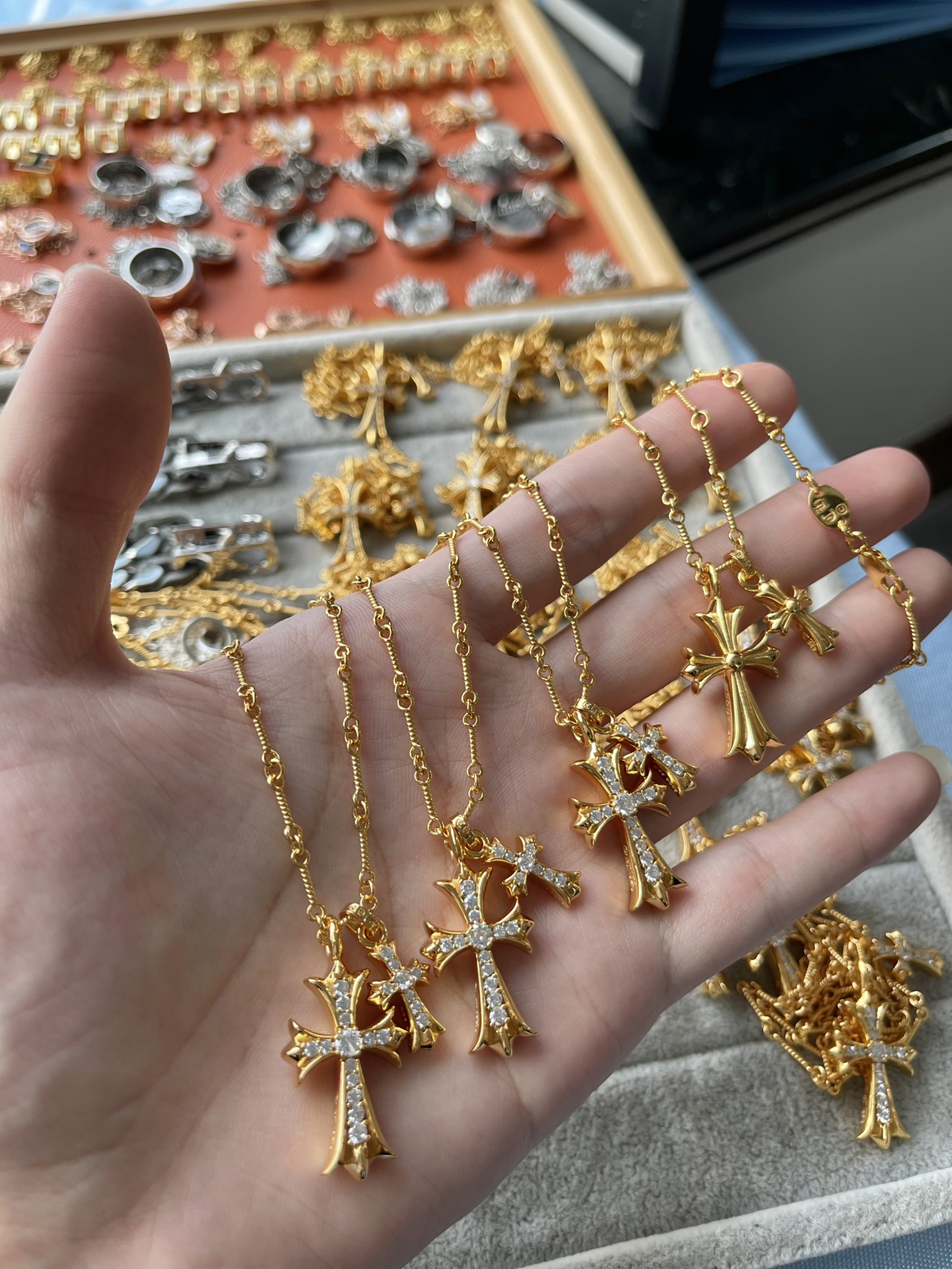 Chrome Hearts 克罗心 镀22k金双十字架项链