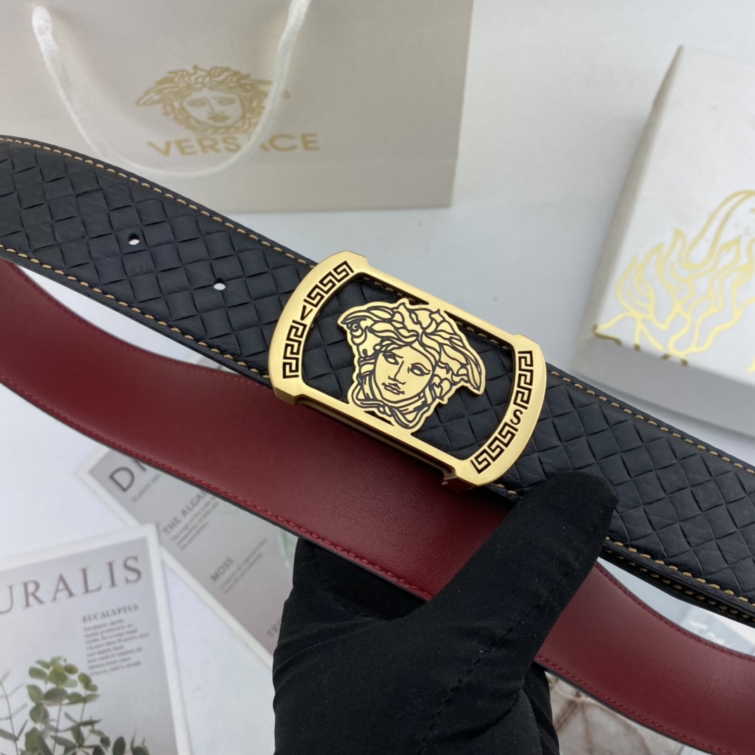 范思哲男士花皮腰带38mm双面进口花