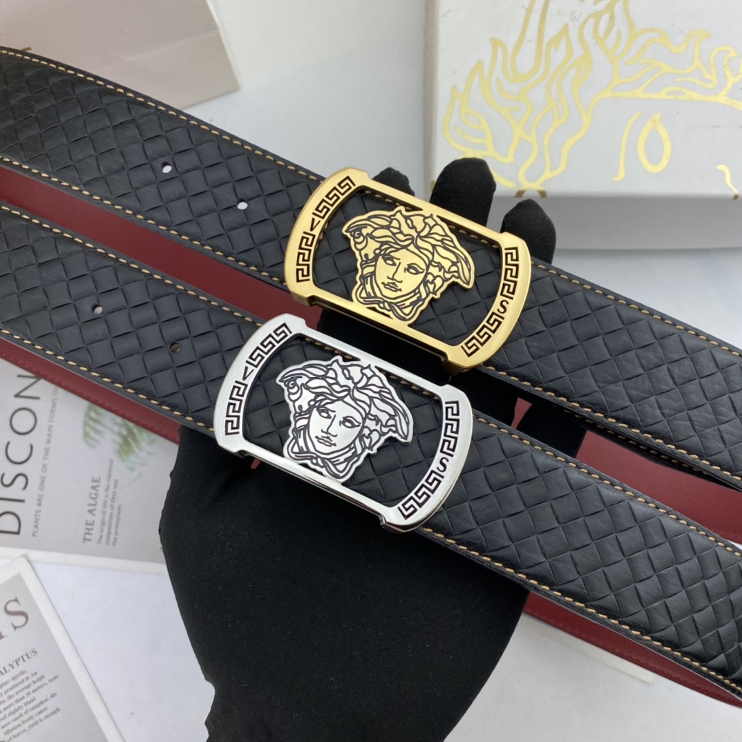 范思哲男士花皮腰带38mm双面进口花