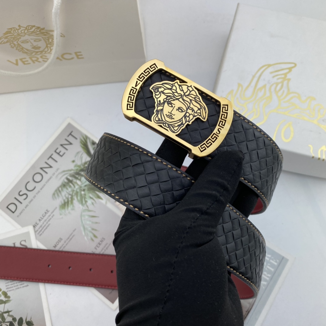 范思哲男士花皮腰带38mm双面进口花