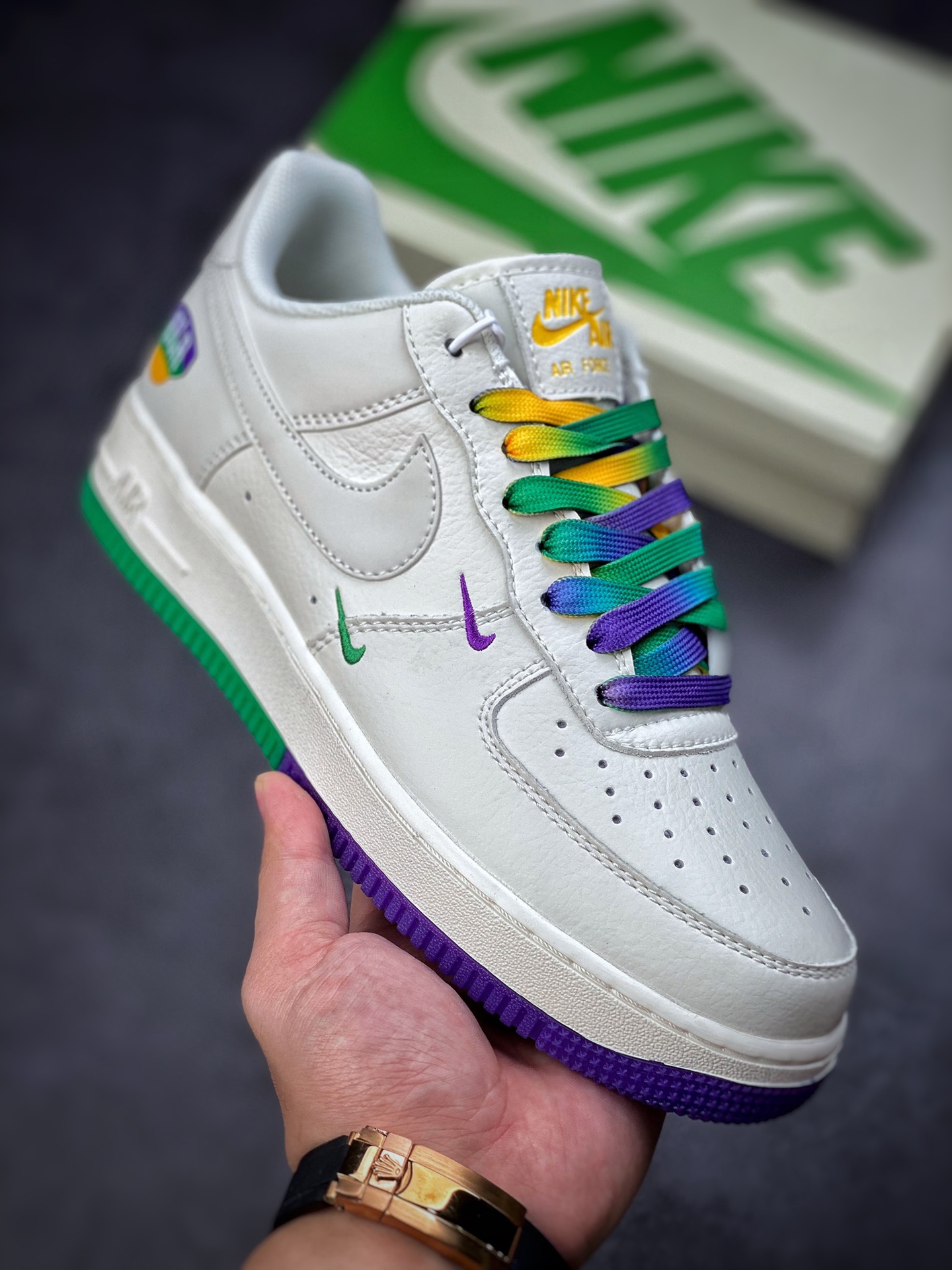 260 Nike Air Force 1 Low 07 串标白绿紫渐变 TF8896-303