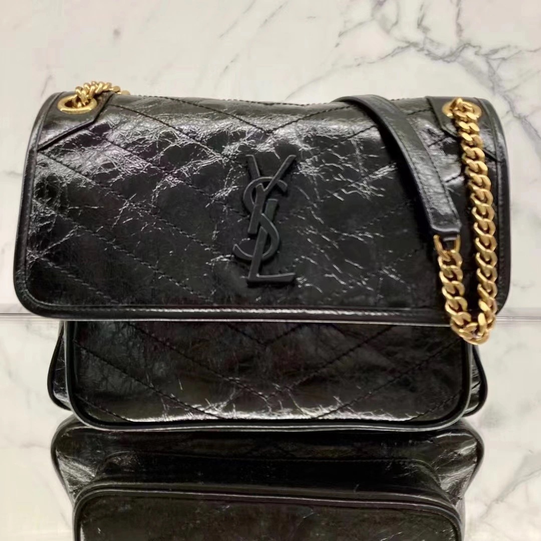 YSL 𝐍𝐢𝐤𝐢 28𝐜𝐦 邮差包 633158黑色/金链