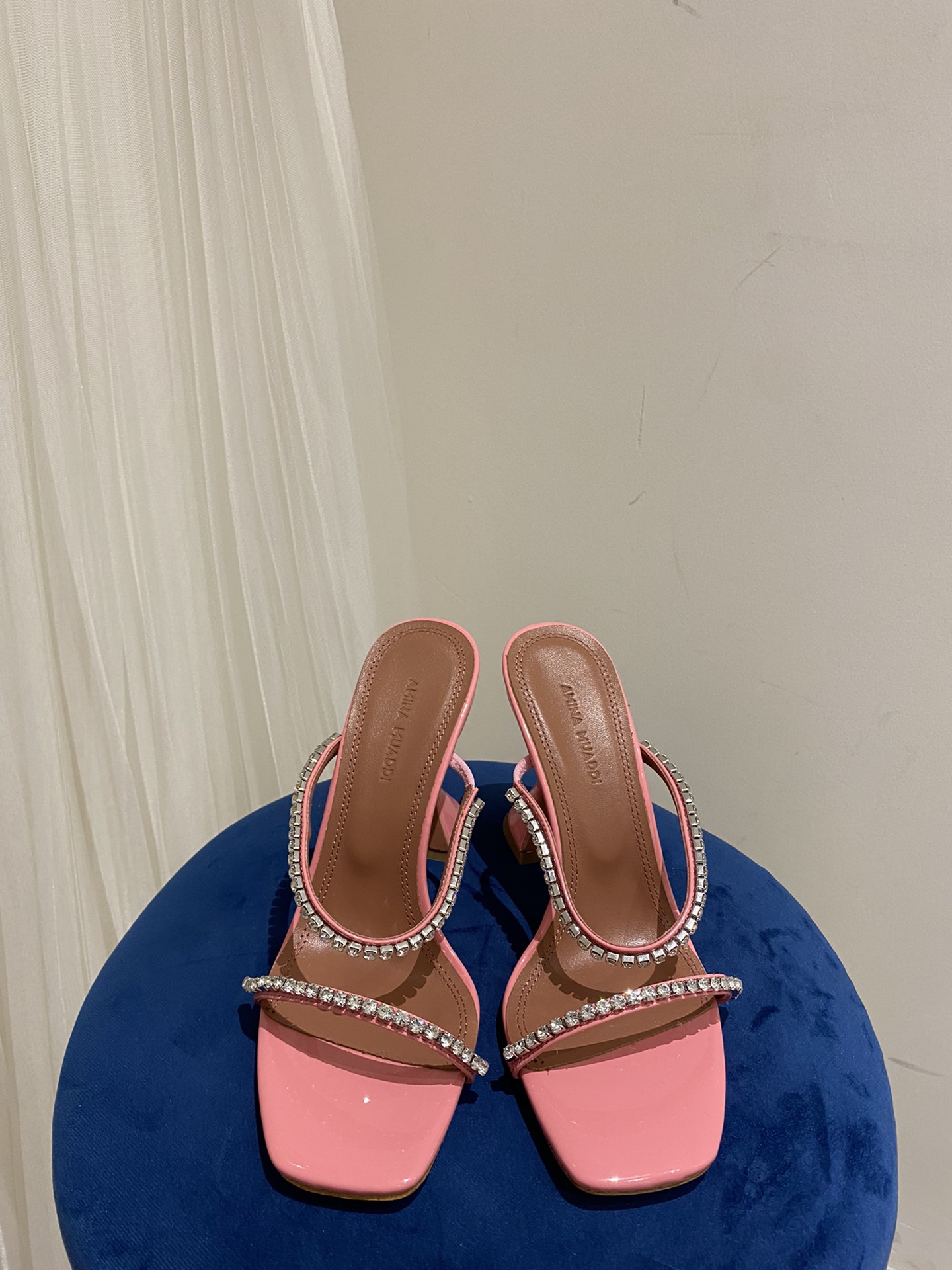 AMINA MUADDI sandales à talons hauts à fines lanières strass pour femme, élégantes et tendance - version premium