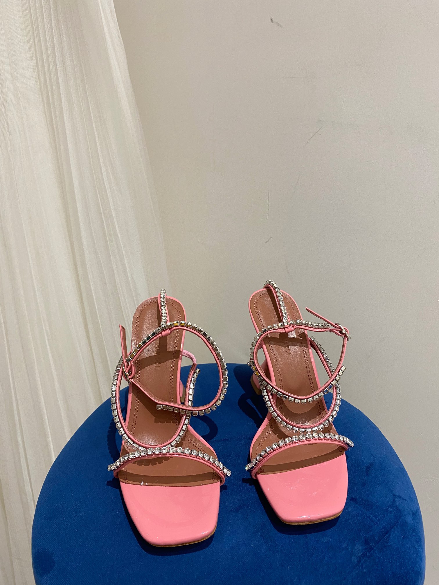 AMINA MUADDI sandales à talons hauts à fines lanières et strass pour femme, élégantes et tendance - version premium