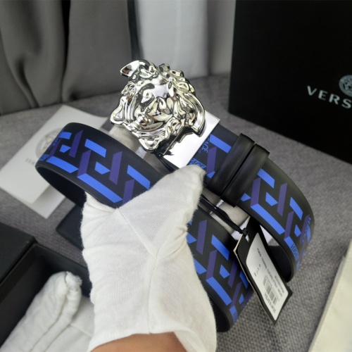 Versace Barocco Print Saffiano Leather Belt with 3D Medusa Buckle - 4.0cm 1 Versace Barocco Print Saffiano Leather Belt with 3D Medusa Buckle - 4.0cm
