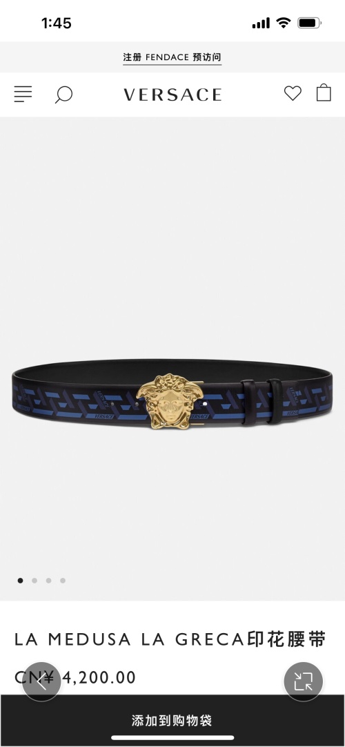 Versace La Medusa La Greca Print Belt with 3D Medusa Buckle, 4.0cm Width 1 Versace La Medusa La Greca Print Belt with 3D Medusa Buckle, 4.0cm Width