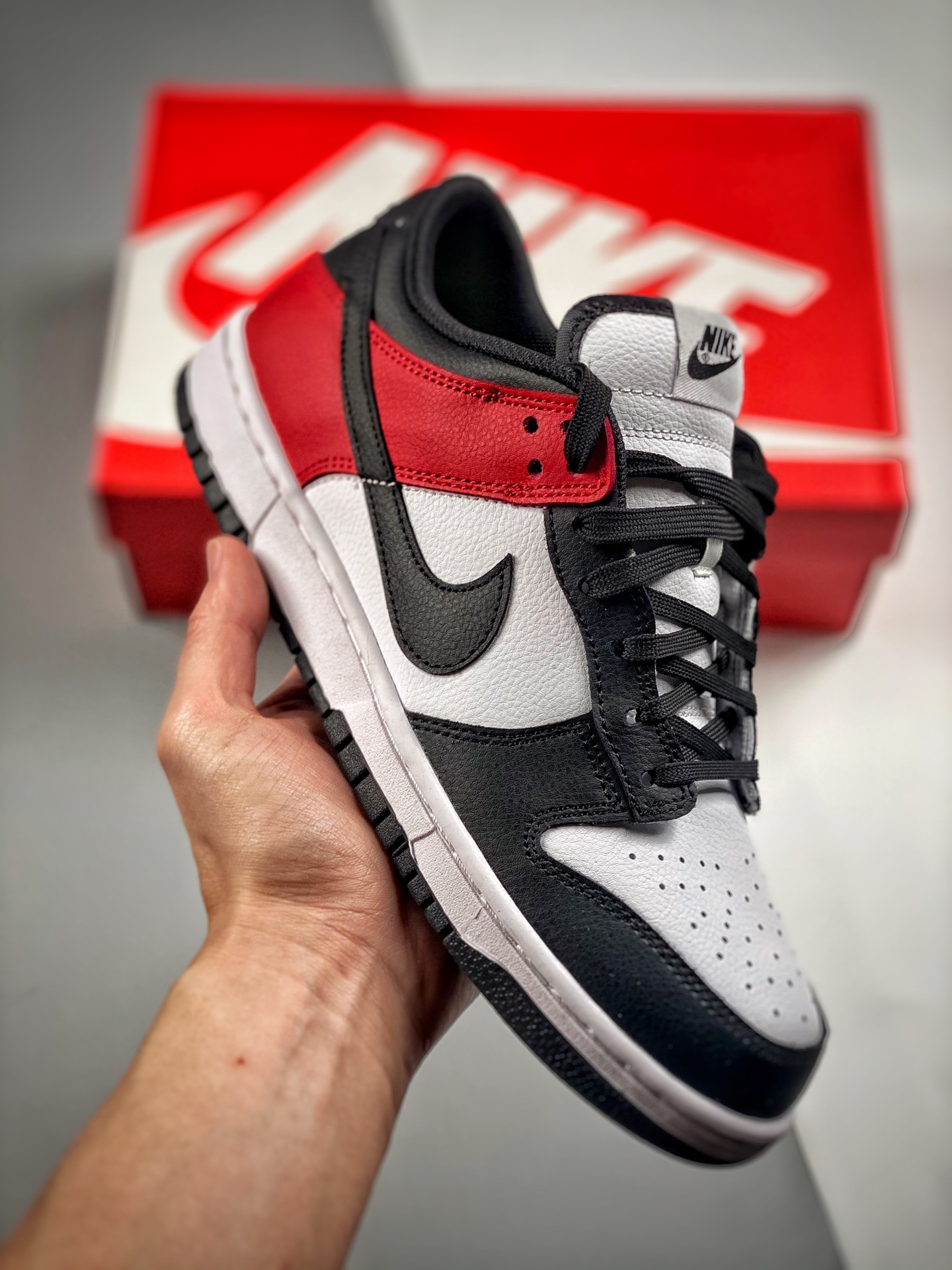 -2 Nk Dunk SB Low blanco, negro y rojo, producción original de fábrica grande, lanzamiento real fotografiado, material …