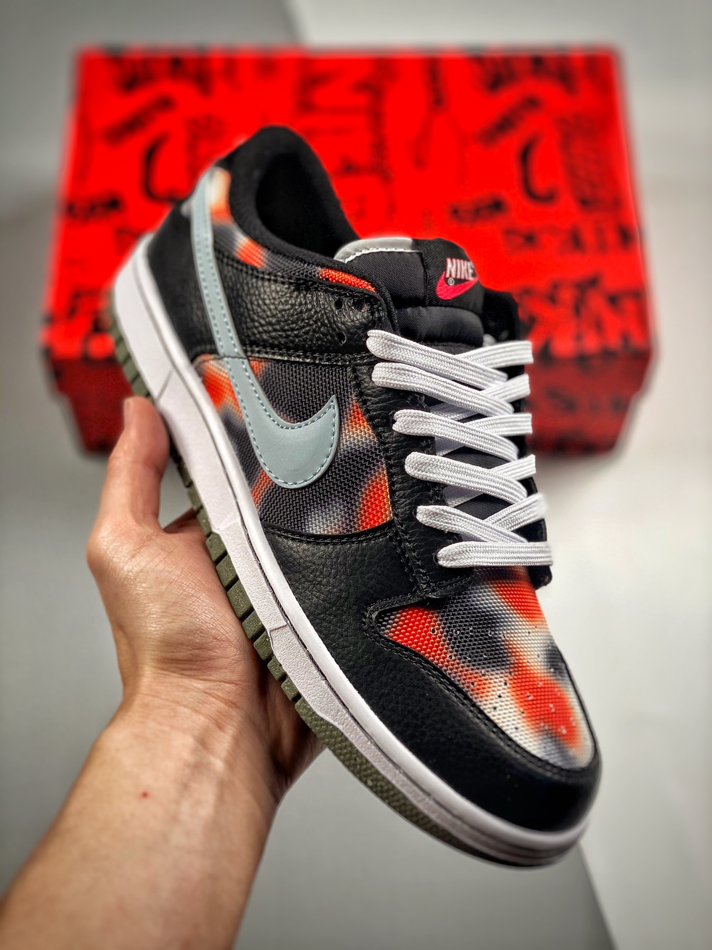 -2 Nk Dunk SB Low negro y rojo, producción original de fábrica grande, lanzamiento real fotografiado, material de prime…