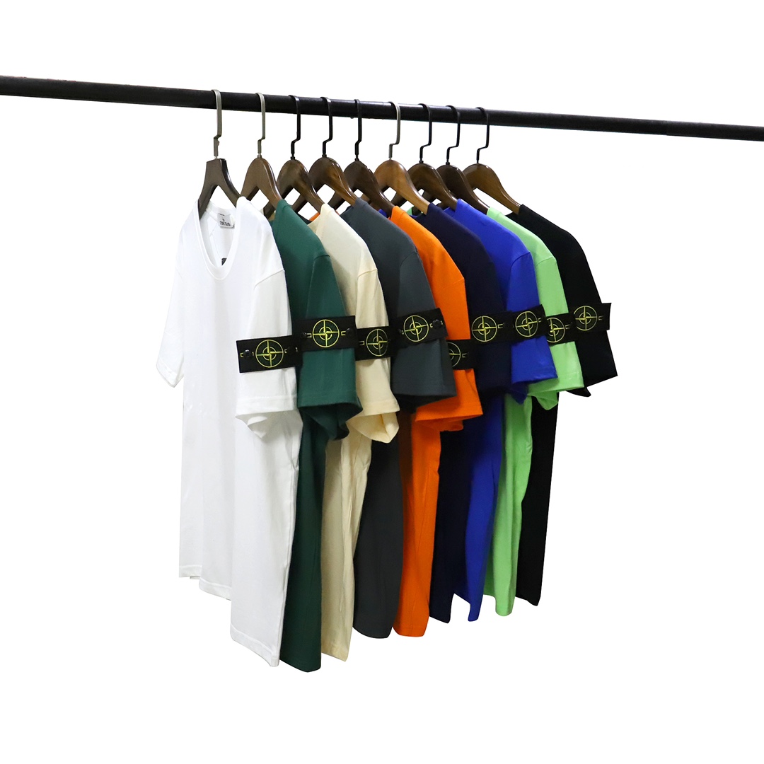 Stone Island Clothing T-Shirt Beige Black Blue Dark Green Grey Orange White Unisex Combed Cotton Short Sleeve
