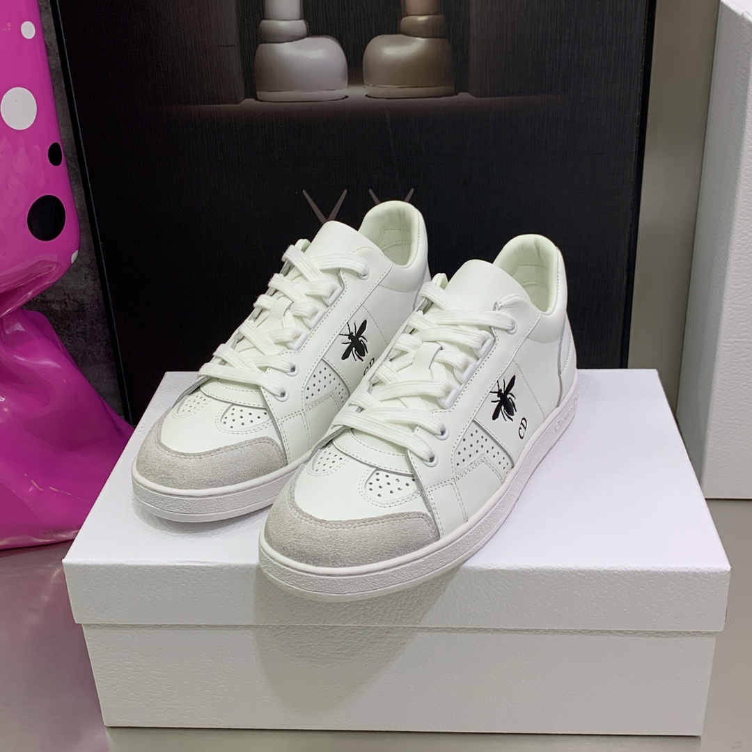 Dior Skateboard Shoes Sneakers White Unisex Men Calfskin Cowhide Fabric TPU Spring/Summer Collection Casual